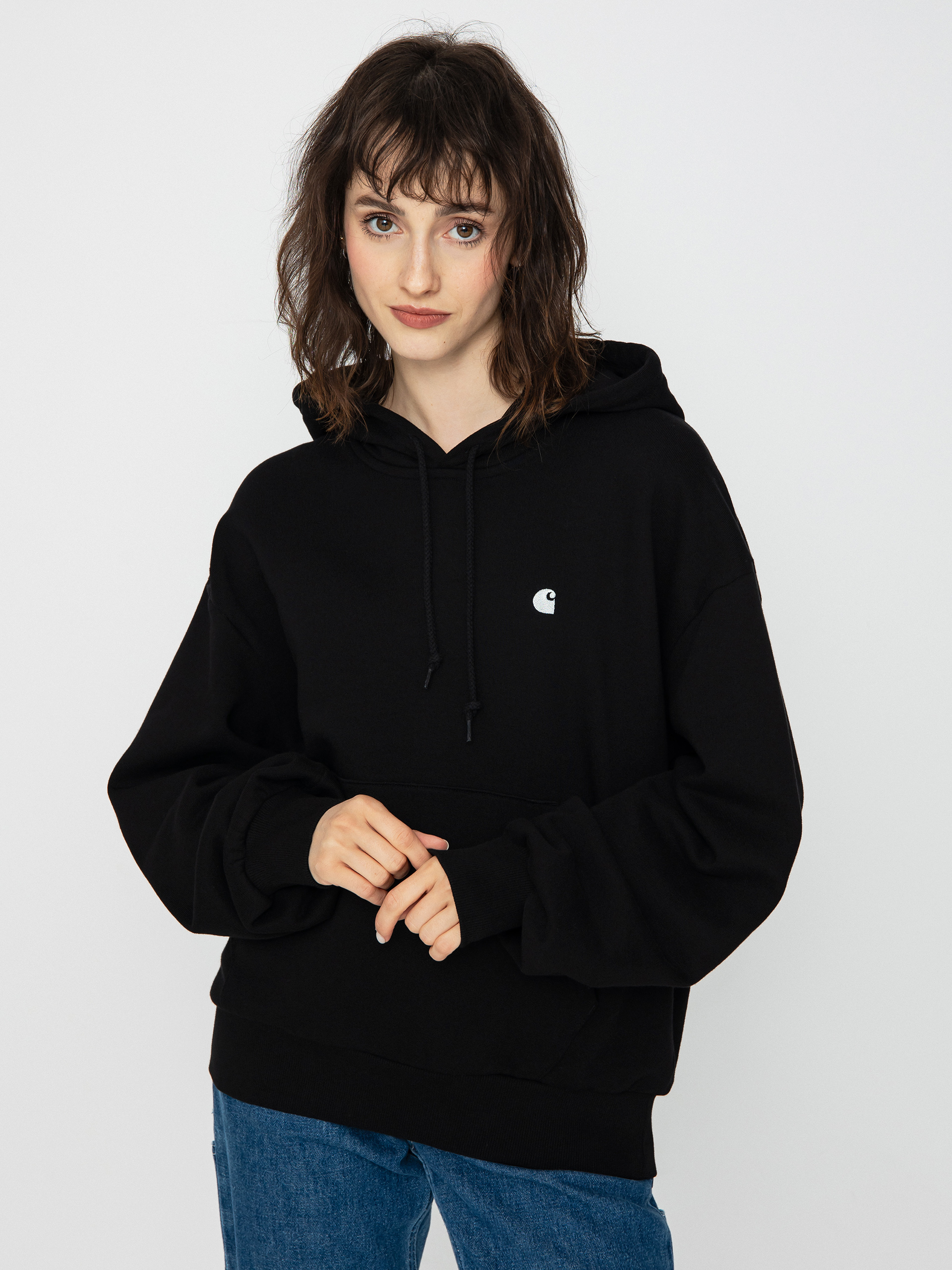 Суитшърт с качулка Carhartt WIP Casey HD Wmn (black/silver)