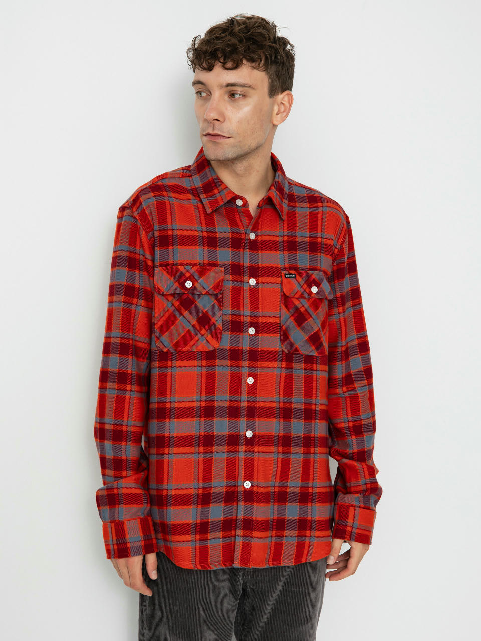 Риза Brixton Bowery Flannel Ls (barn red/flint blue/dark burgu)