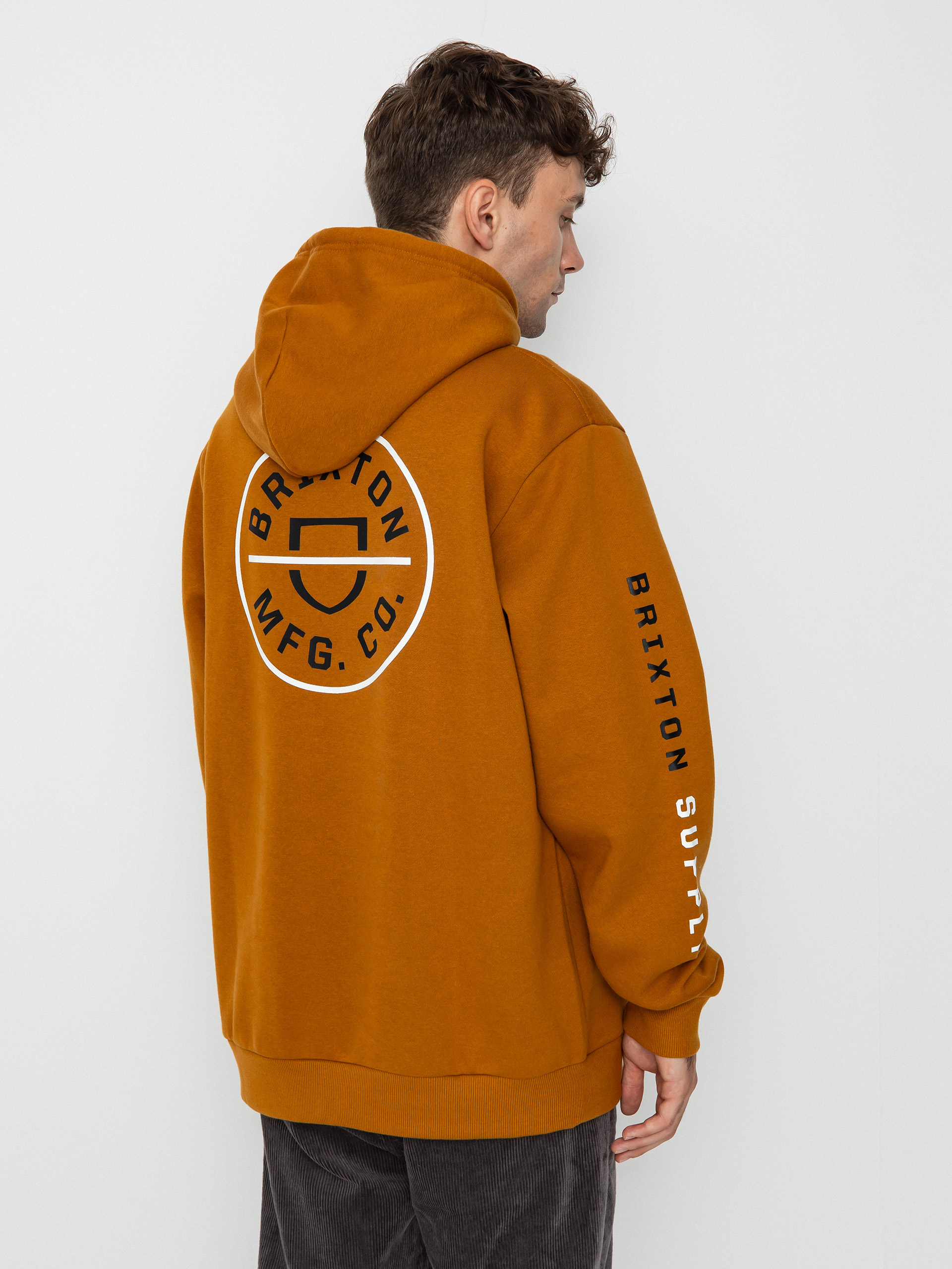 Суитшърт с качулка Brixton Crest HD (golden brown/white/black)