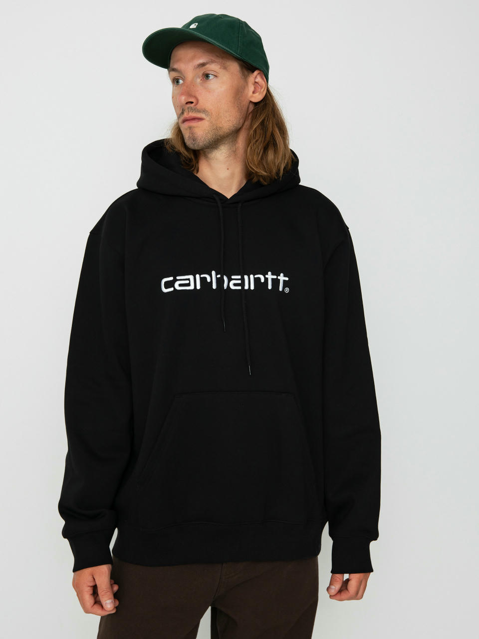 Суитшърт с качулка Carhartt WIP Carhartt HD (black/white)