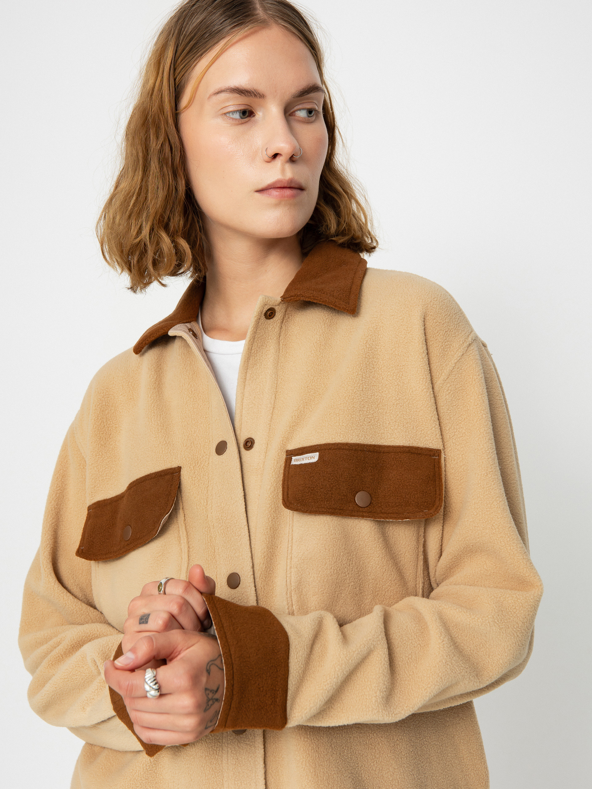 Риза Brixton Bowery Bf Arctic Stretch Fleec Wmn (sesame/bison)