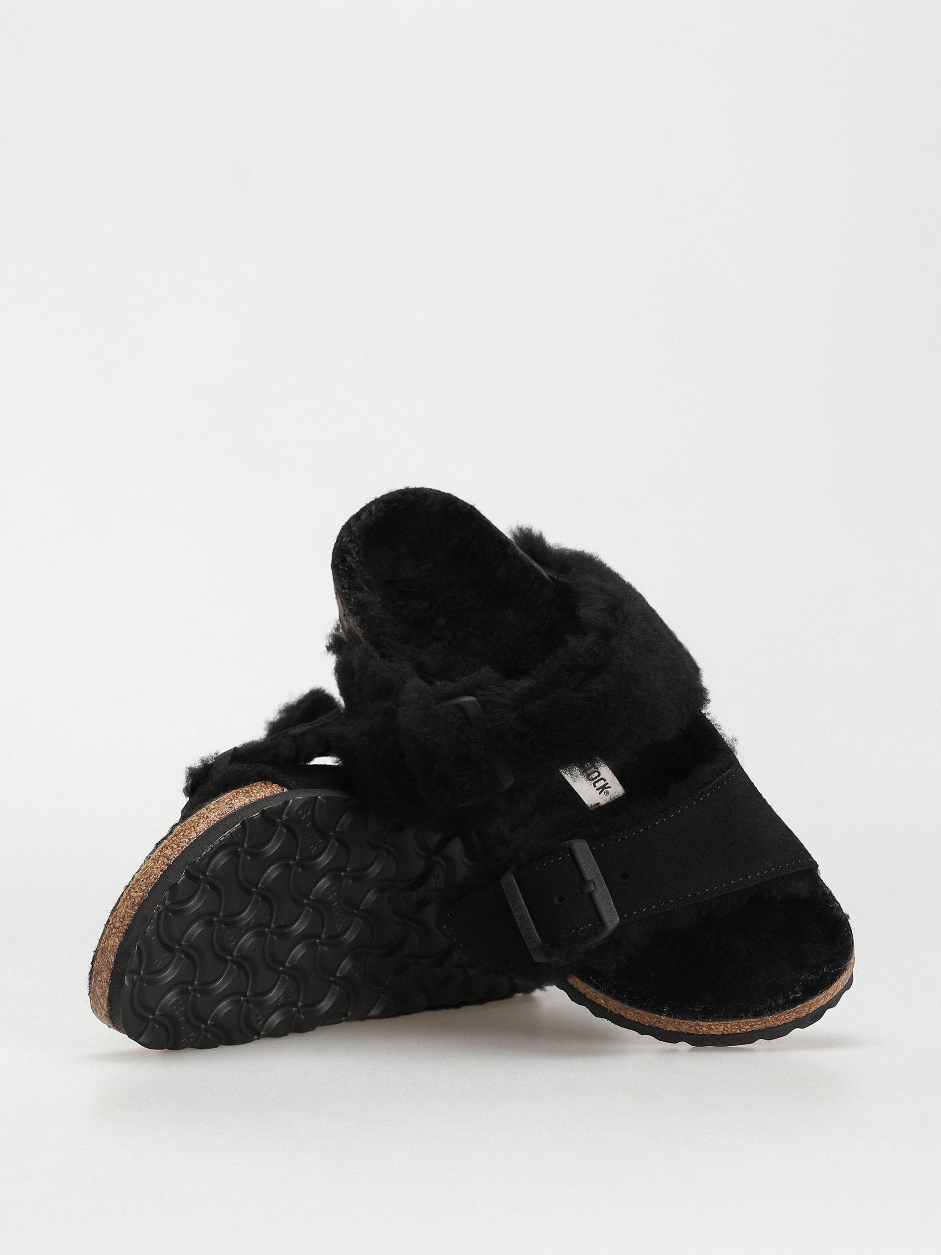 Чехли Birkenstock Arizona Split Teddy Parts Rivet Logo Suede Leather/Fur Narrow Wmn (black)