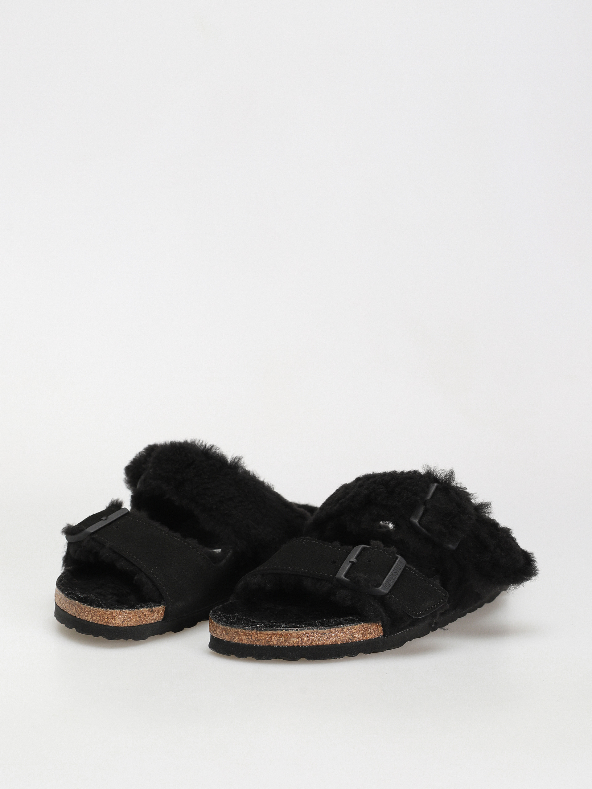 Чехли Birkenstock Arizona Split Teddy Parts Rivet Logo Suede Leather/Fur Narrow Wmn (black)