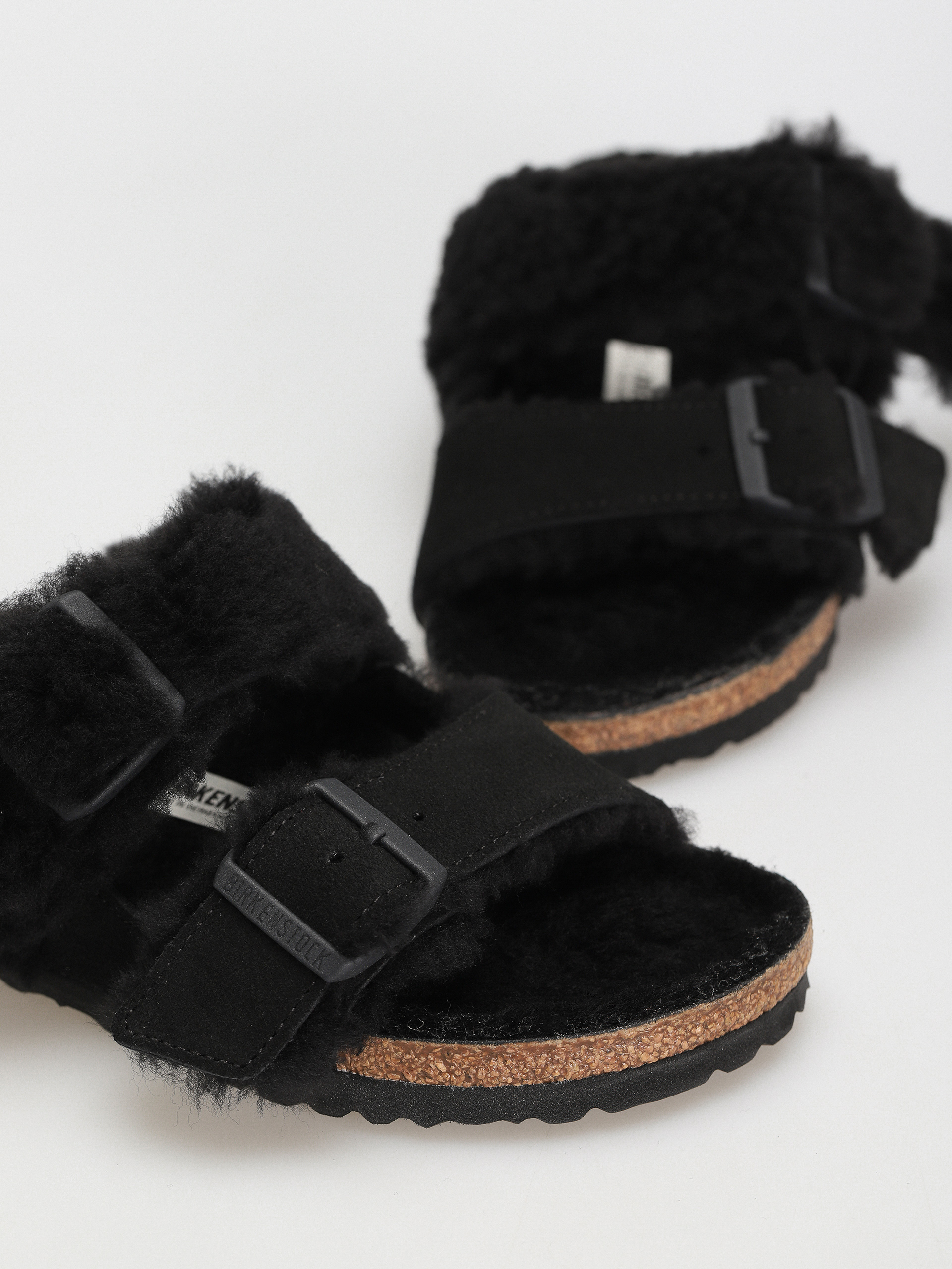 Чехли Birkenstock Arizona Split Teddy Parts Rivet Logo Suede Leather/Fur Narrow Wmn (black)