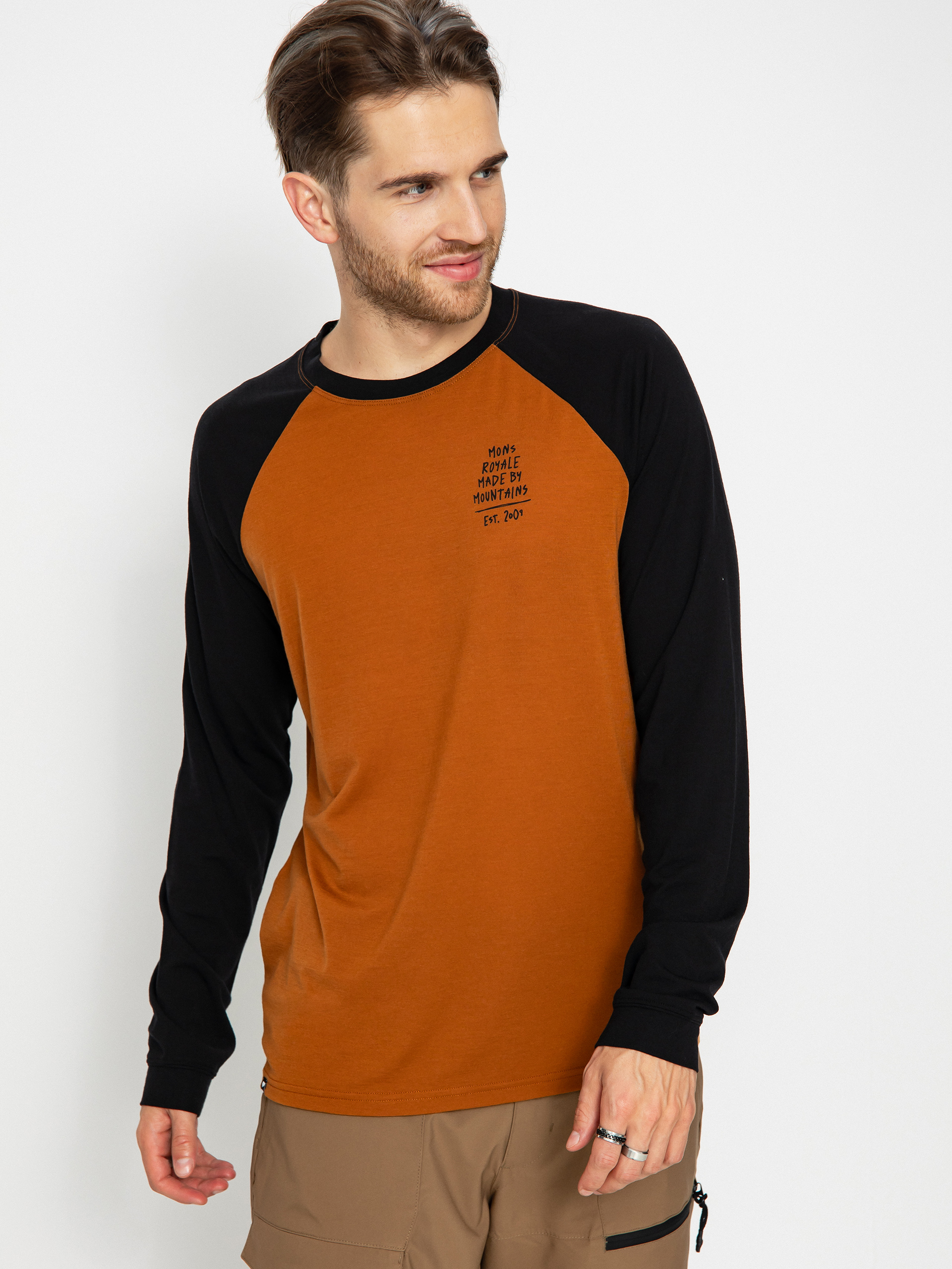 Мъжки Термо блузи Mons Royale Icon Merino Raglan (black/copper)