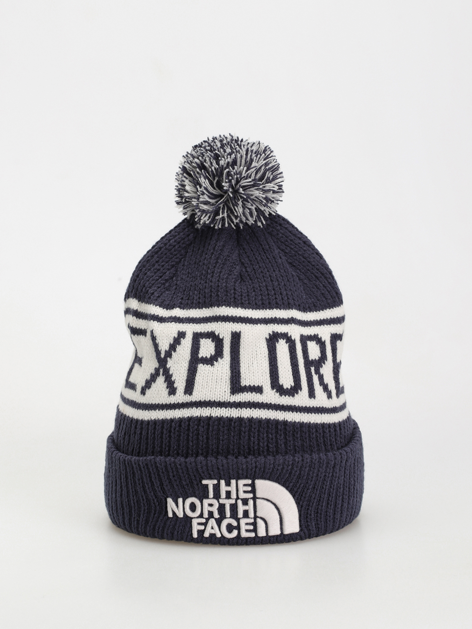 Шапка The North Face Retro Tnf Pom - морско син (summit navy/tin grey)