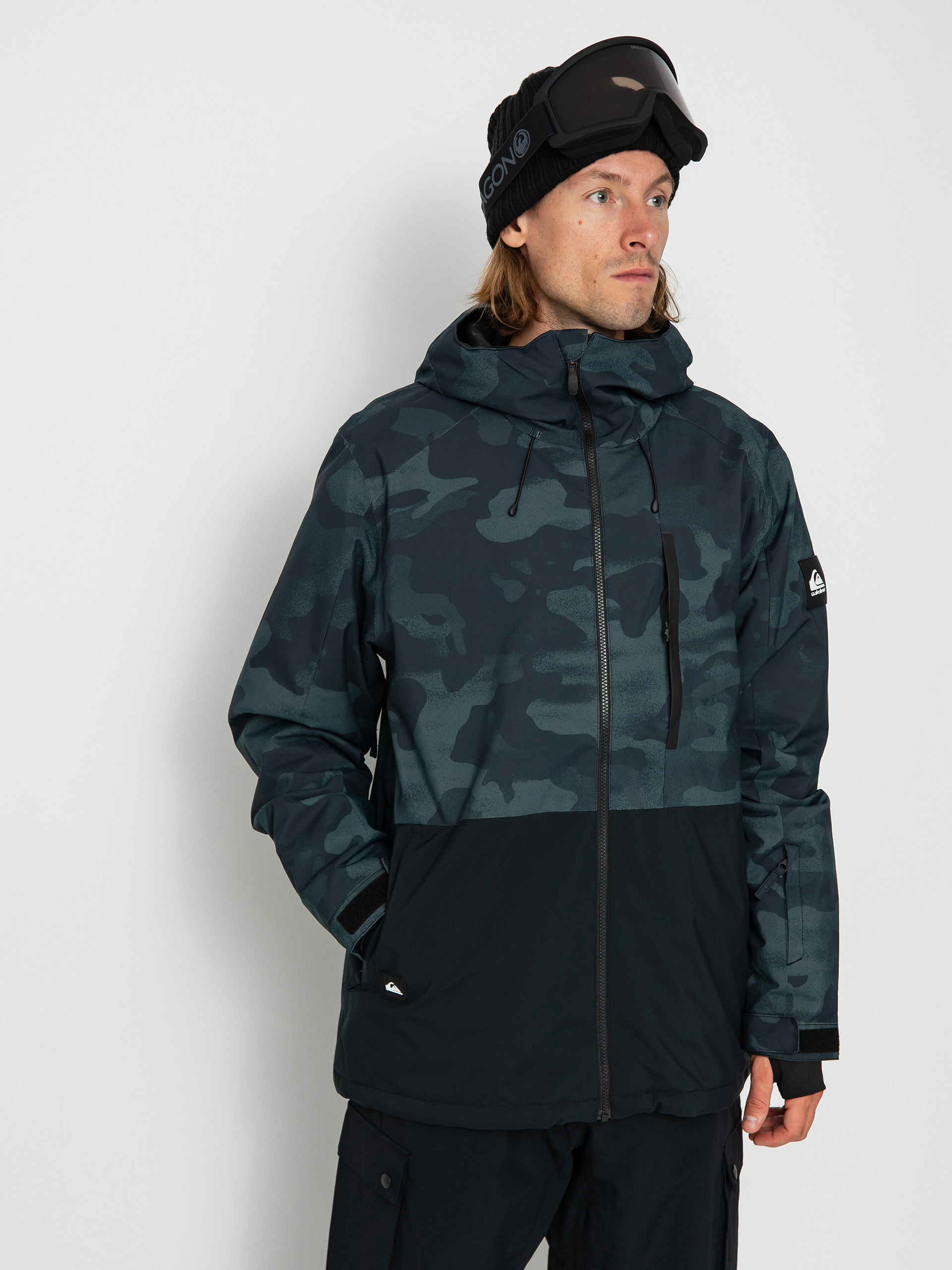 Мъжка Сноуборд яке Quiksilver Mission Printed Block (spray camo true black)