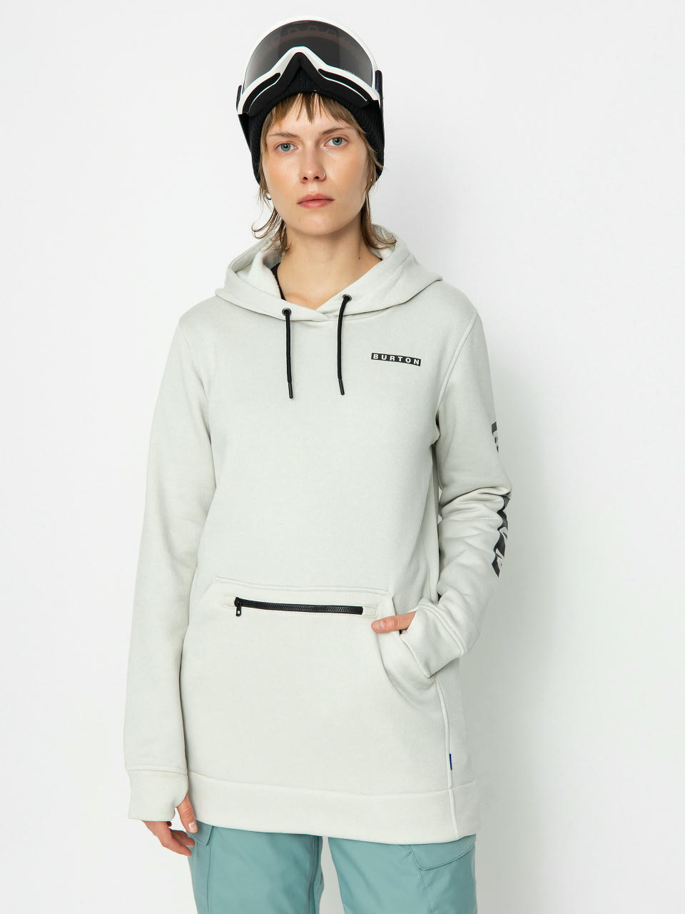 Суитшърт с качулка Burton Oak Long HD Wmn (stout white heather)