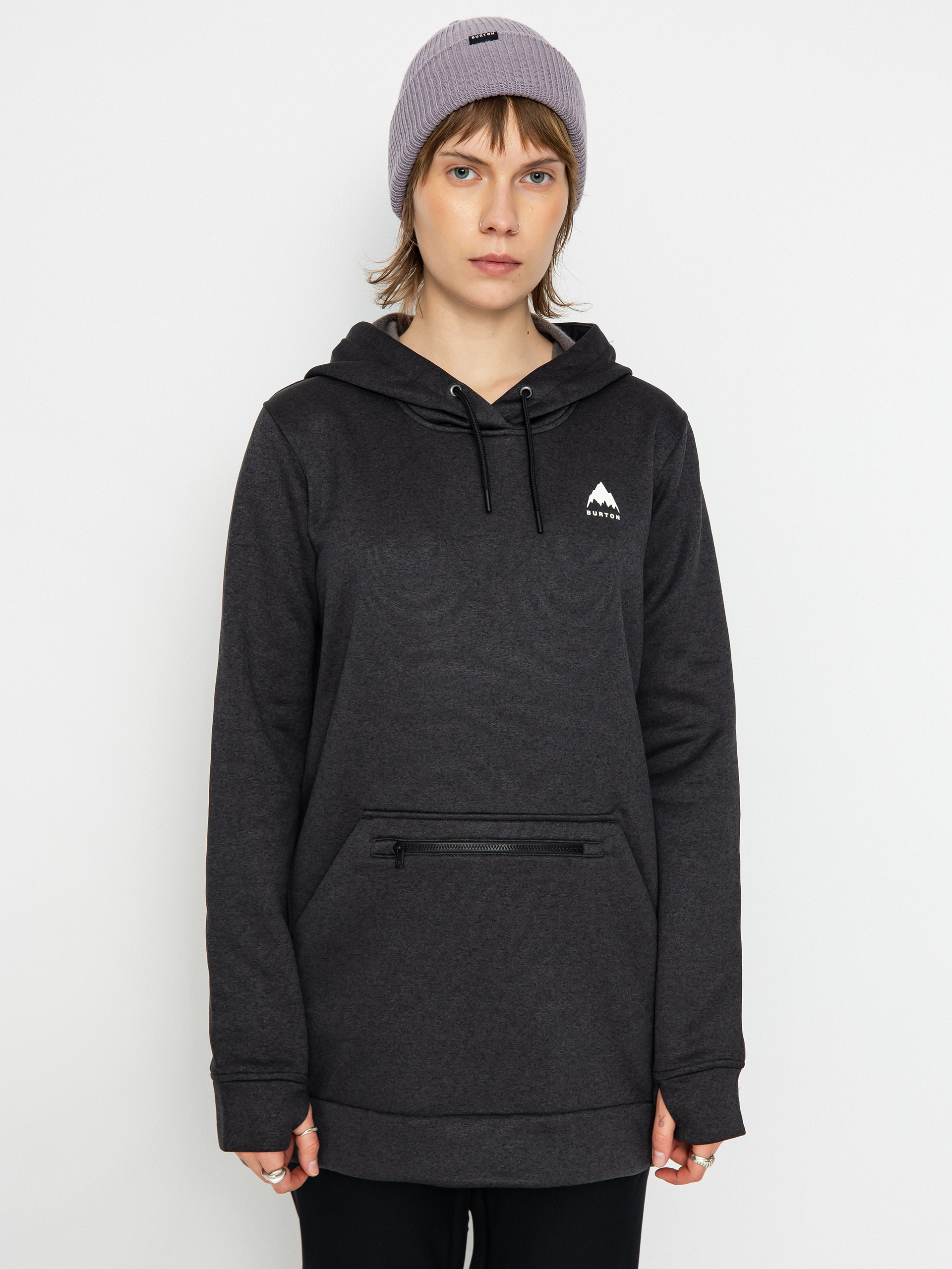 Суитшърт с качулка Burton Oak Long HD Wmn (true black heather)