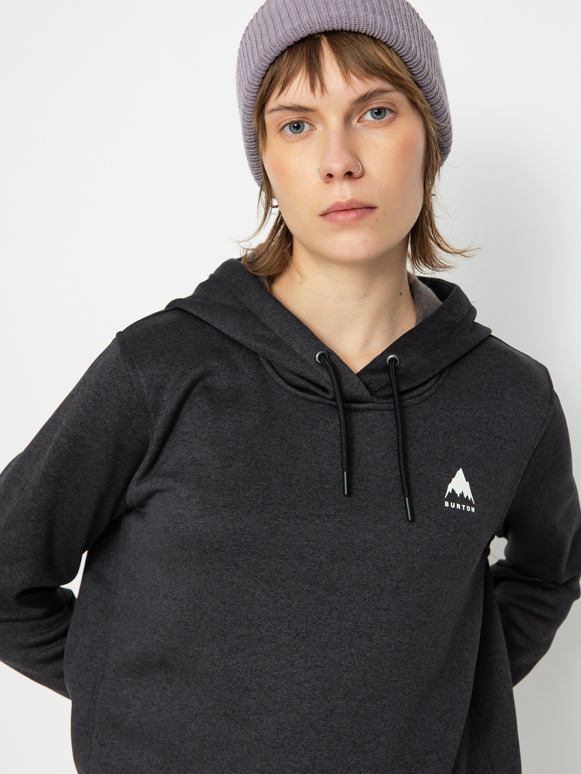 Суитшърт с качулка Burton Oak Long HD Wmn (true black heather)