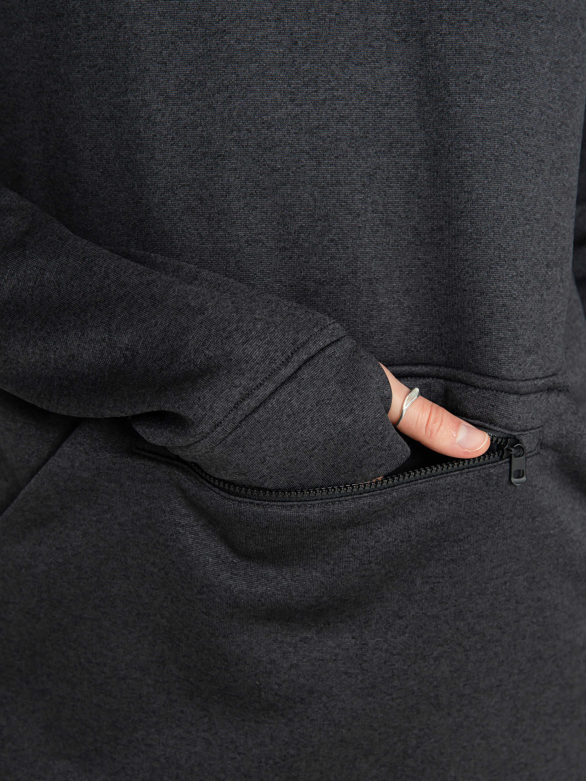 Суитшърт с качулка Burton Oak Long HD Wmn (true black heather)