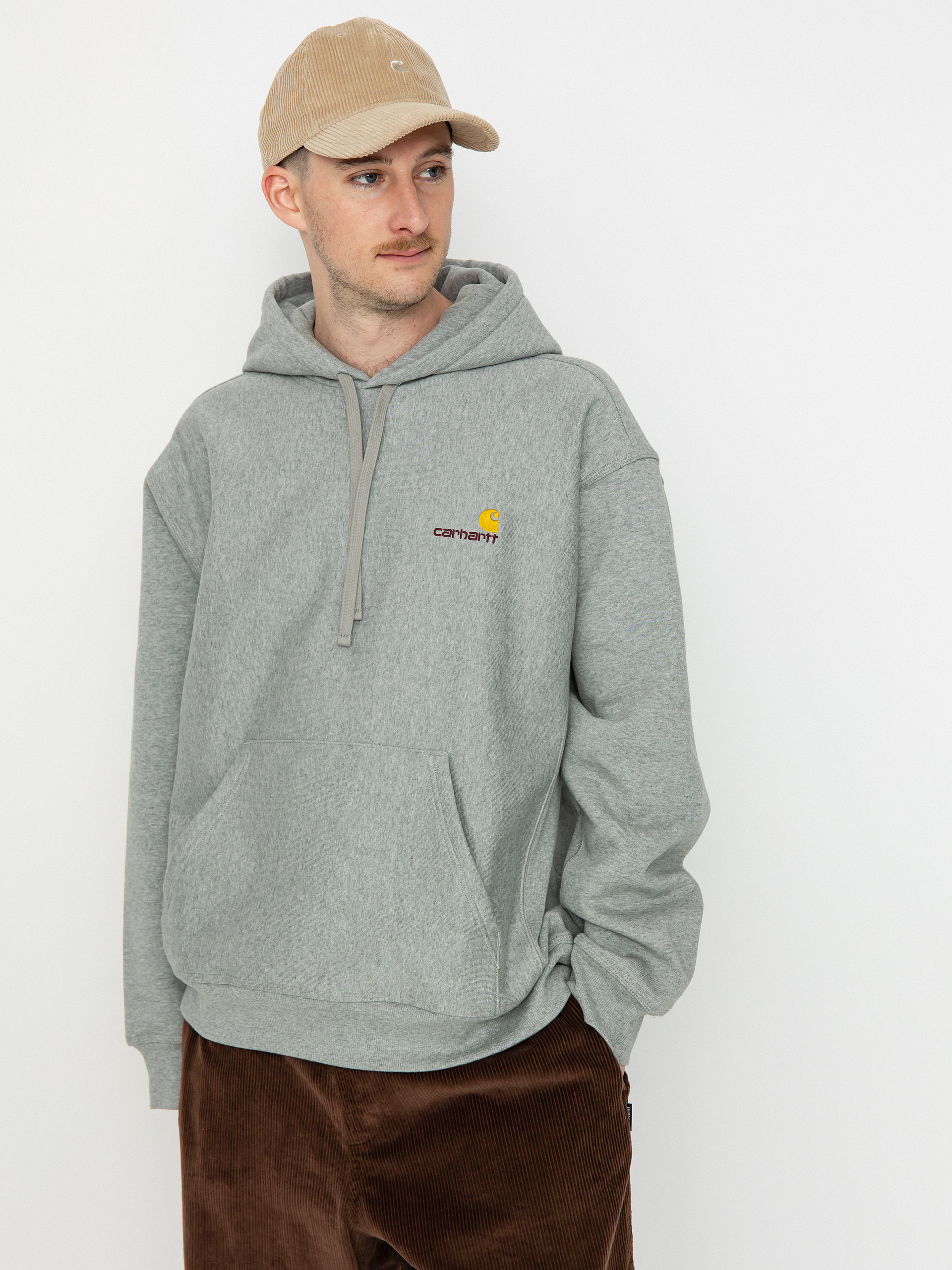 Суитшърт с качулка Carhartt WIP American Script HD (grey heather)