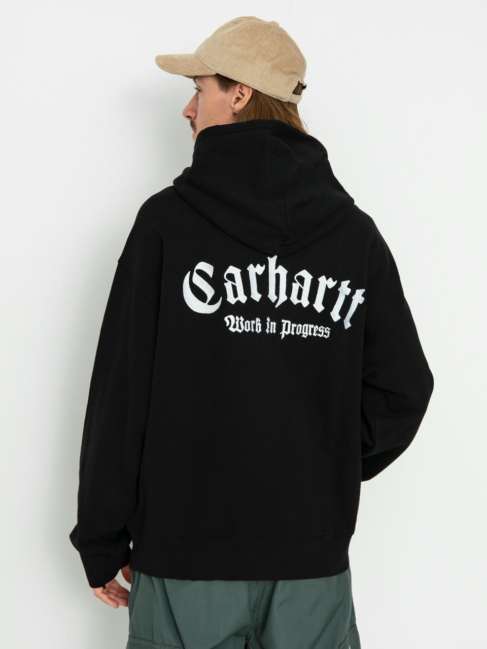 Суитшърт с качулка Carhartt WIP Onyx Script HD (black/white)