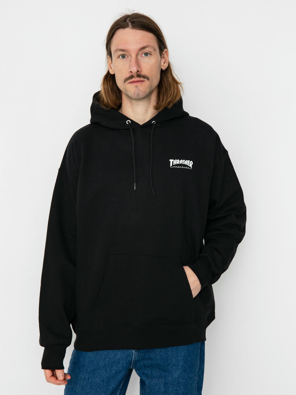 Суитшърт с качулка Thrasher Little HD (black)