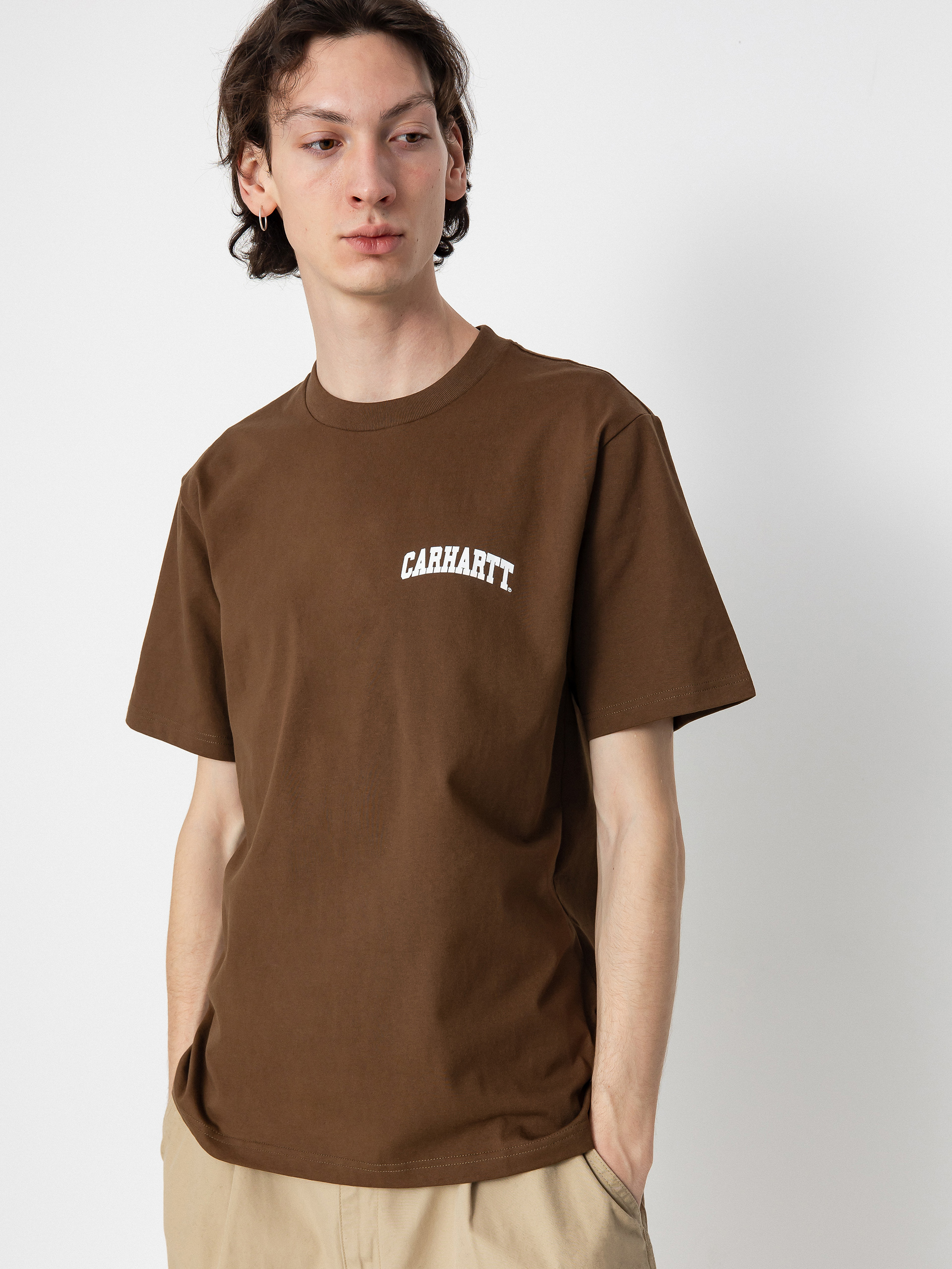 Тениска Carhartt WIP University Script (lumber/white)