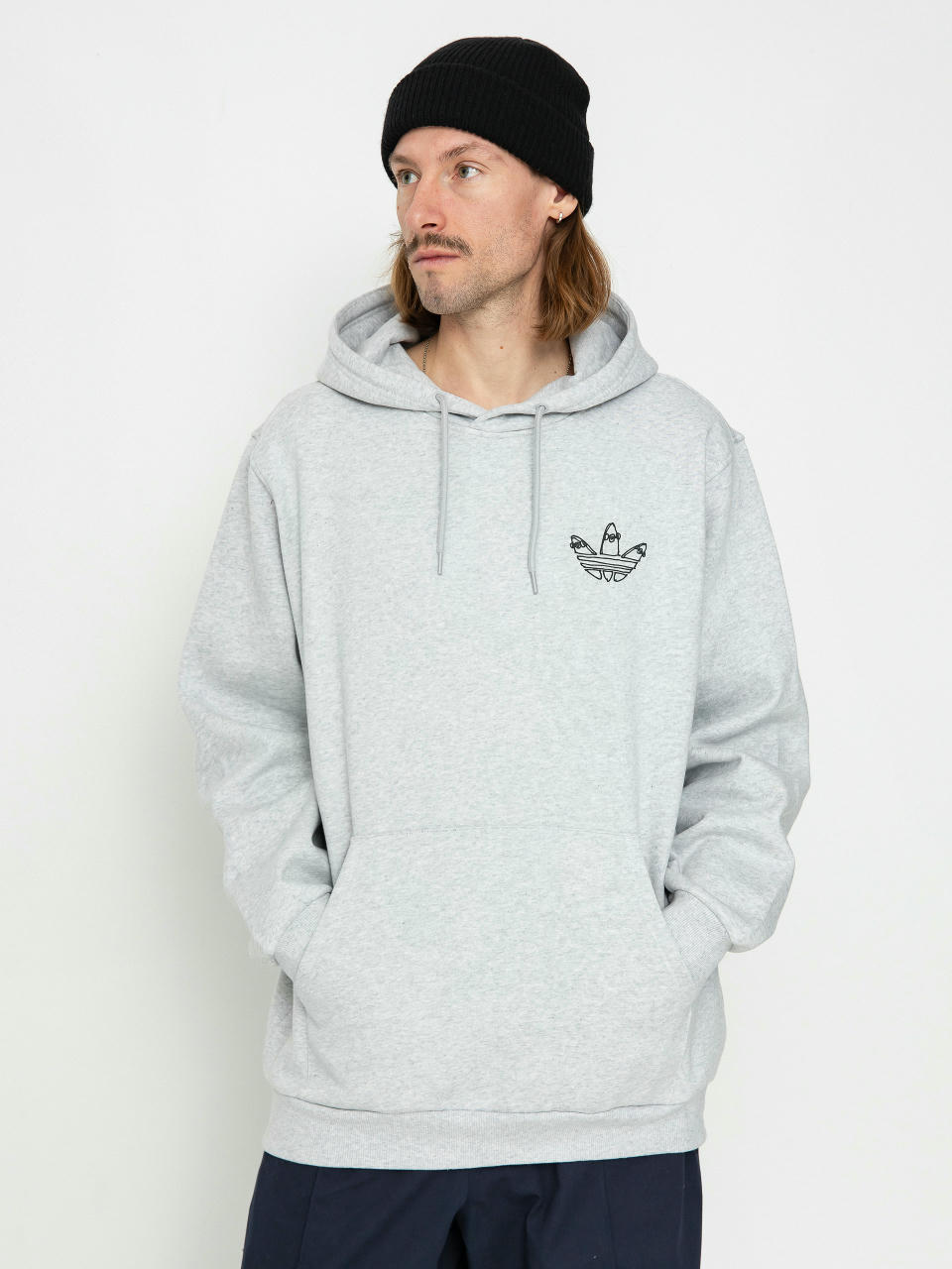 Суитшърт с качулка adidas Hjones HD (lgreyh/black)