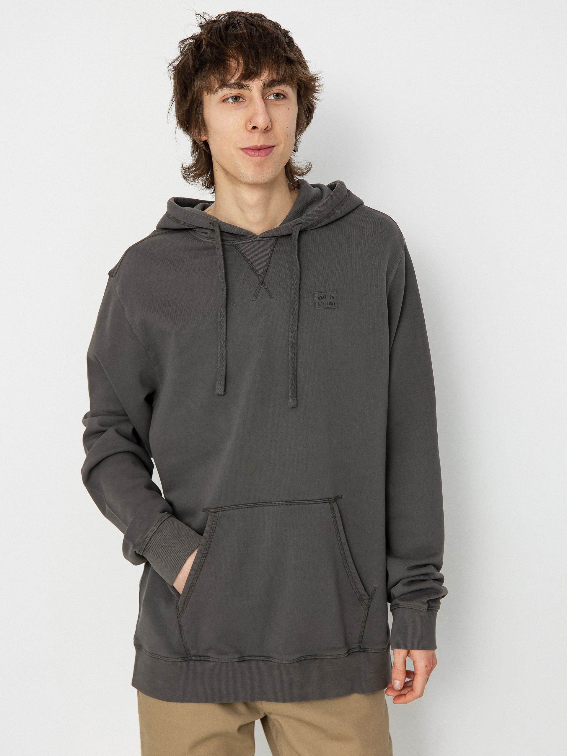 Суитшърт с качулка Brixton Vintage Reserve Cl Ft (charcoal sol wash)