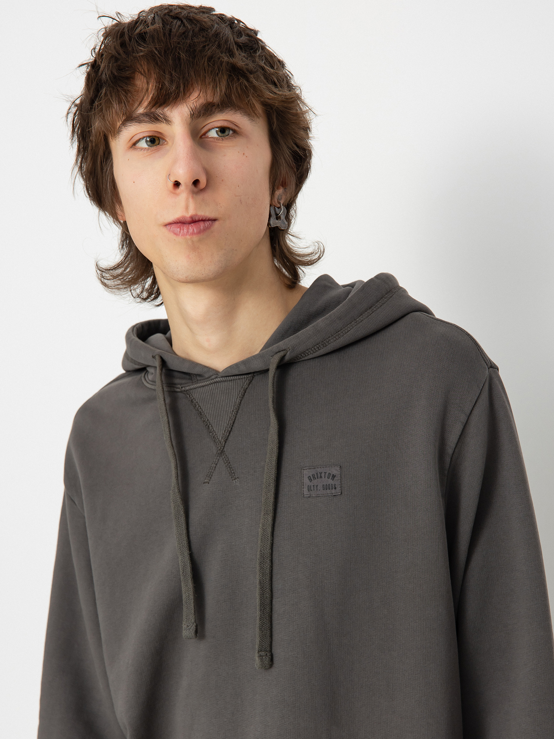Суитшърт с качулка Brixton Vintage Reserve Cl Ft (charcoal sol wash)