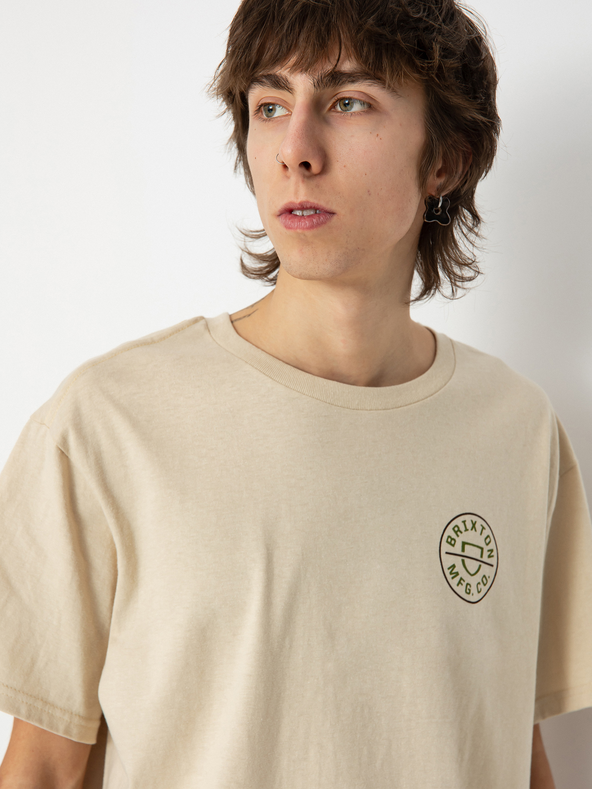 Тениска Brixton Crest II Stt (cream/sea kelp/sepia)