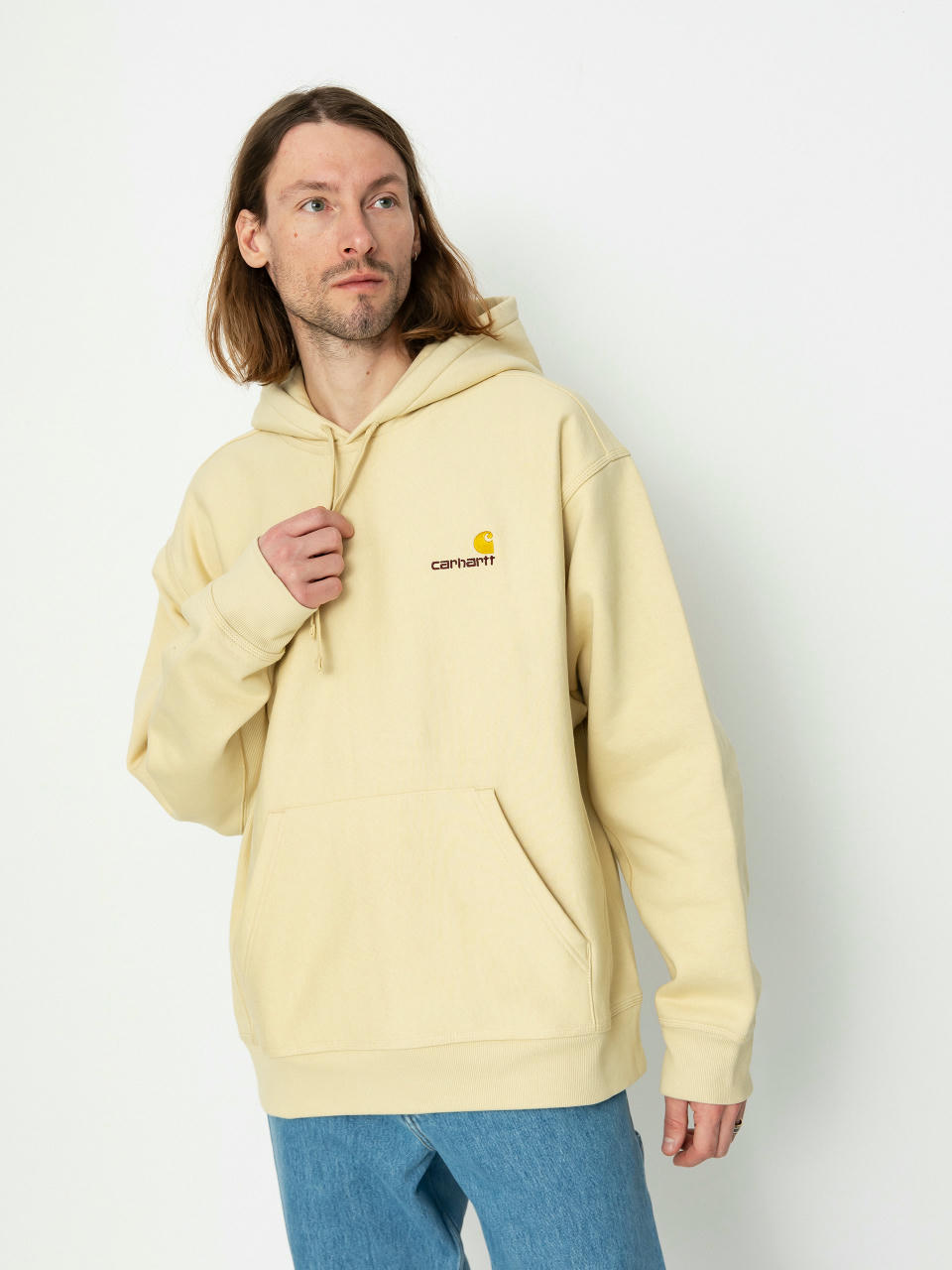 Суитшърт с качулка Carhartt WIP American Script HD (rattan)