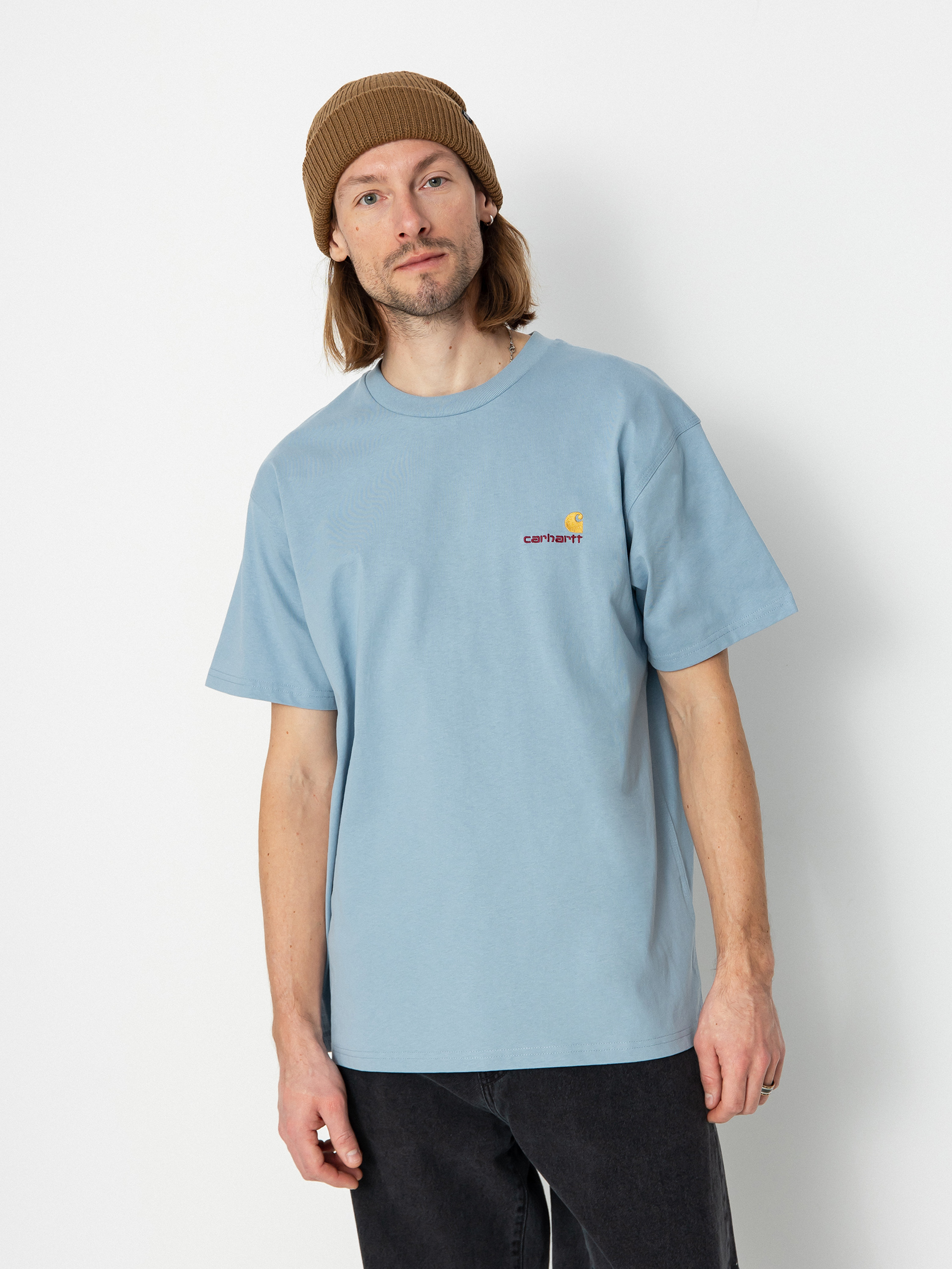 Тениска Carhartt WIP American Script (frosted blue)