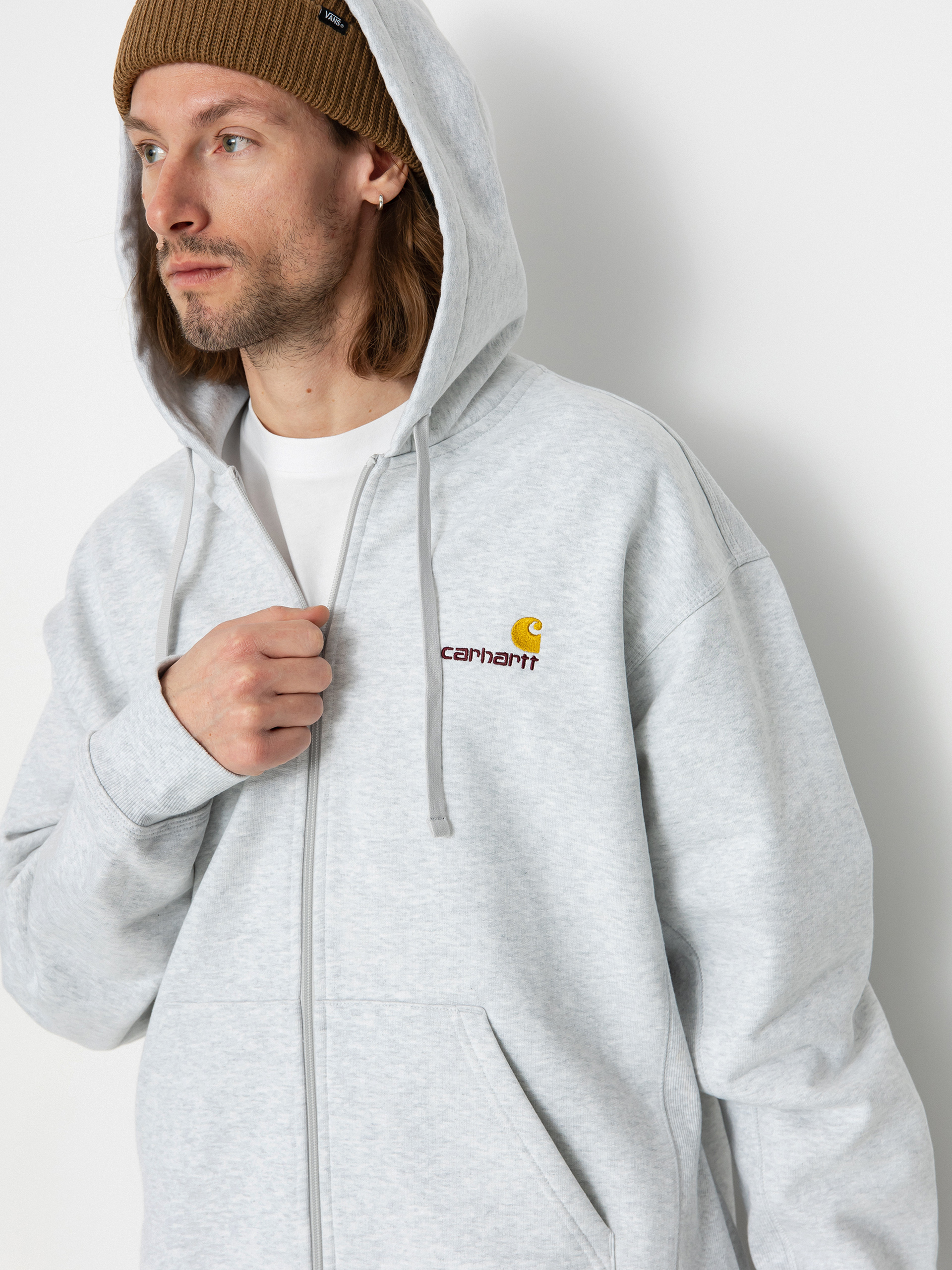 Суитшърт с качулка Carhartt WIP American Script ZHD (ash heather)