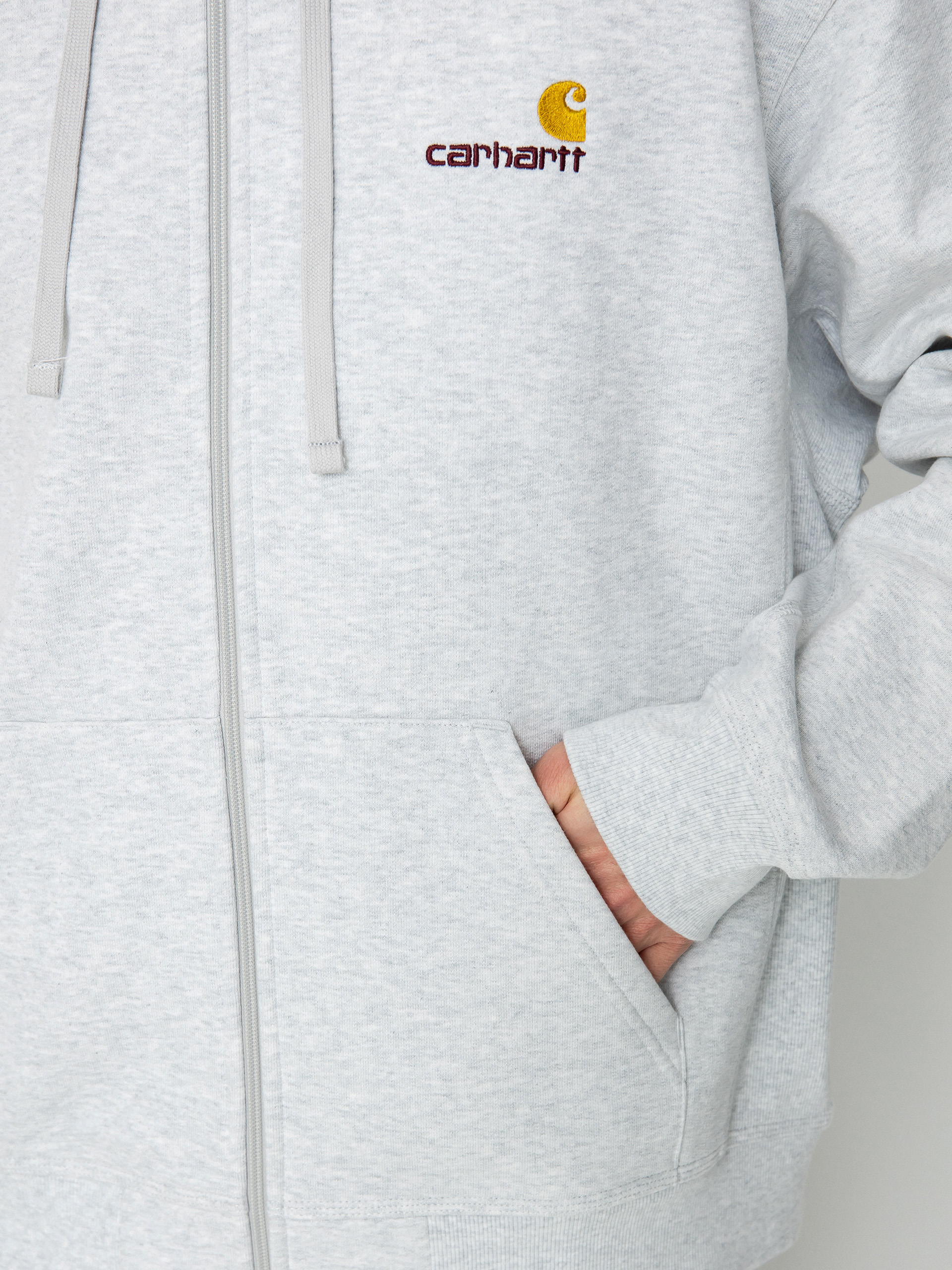Суитшърт с качулка Carhartt WIP American Script ZHD (ash heather)