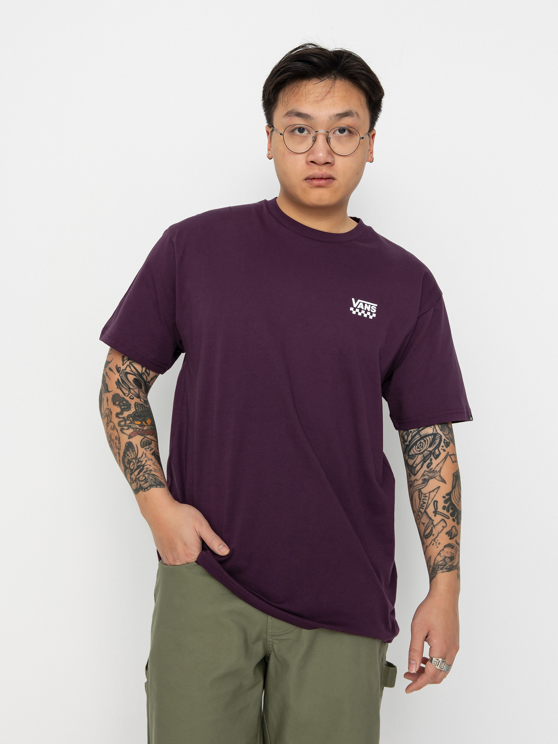 Тениска Vans Left Chest Logo II (blackberry wine)