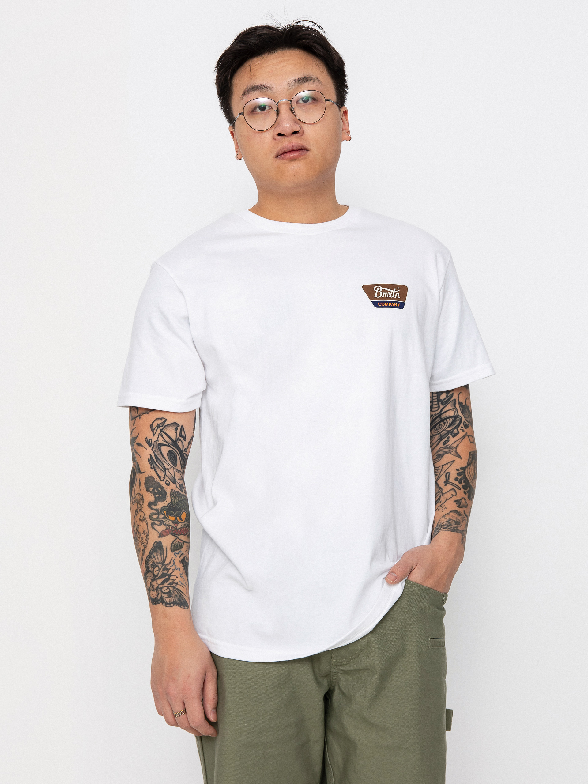 Тениска Brixton Linwood Stt (white/sepia/beige)