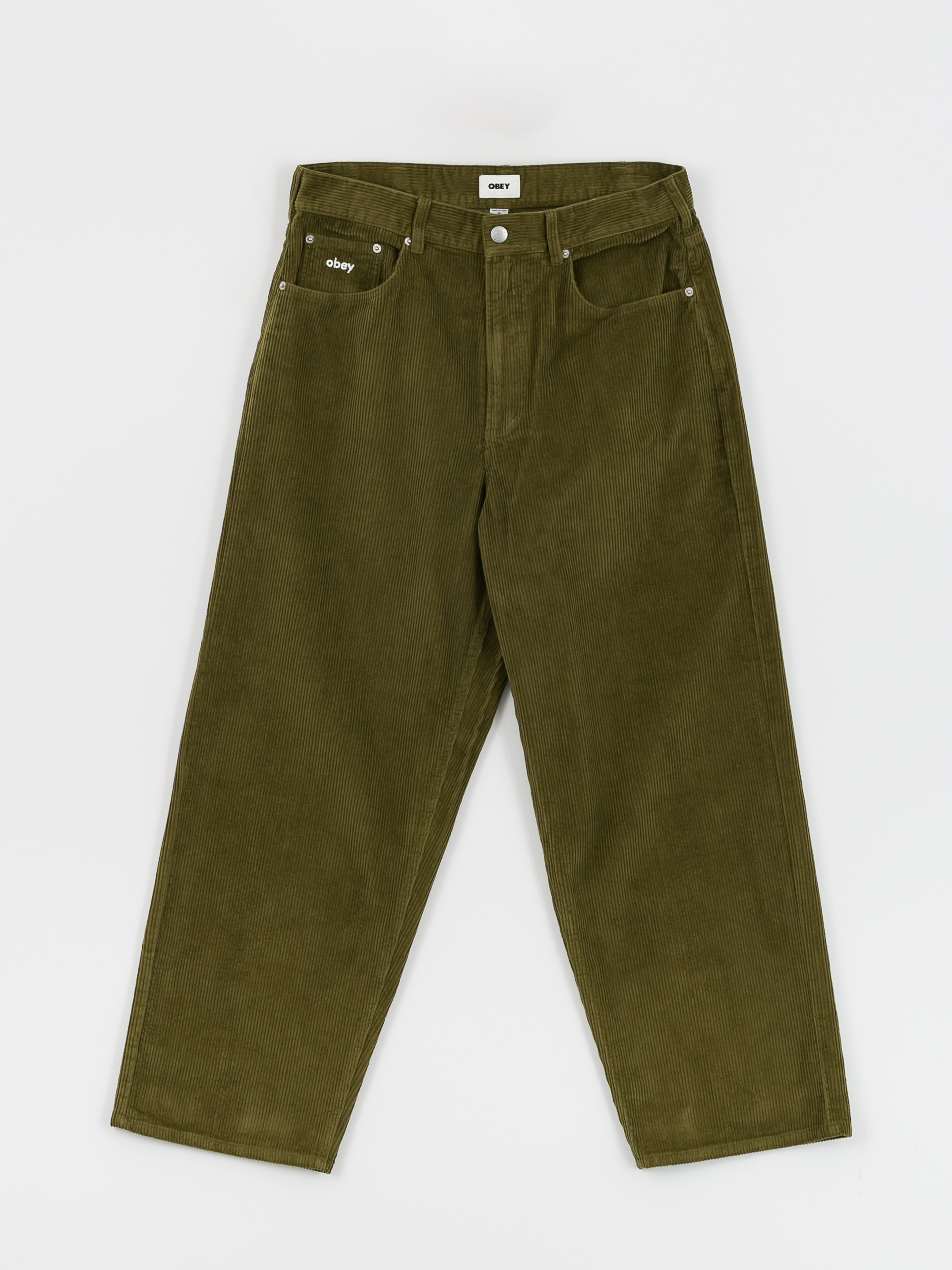 Панталони OBEY Bigwig Baggy Corduroy (moss green)