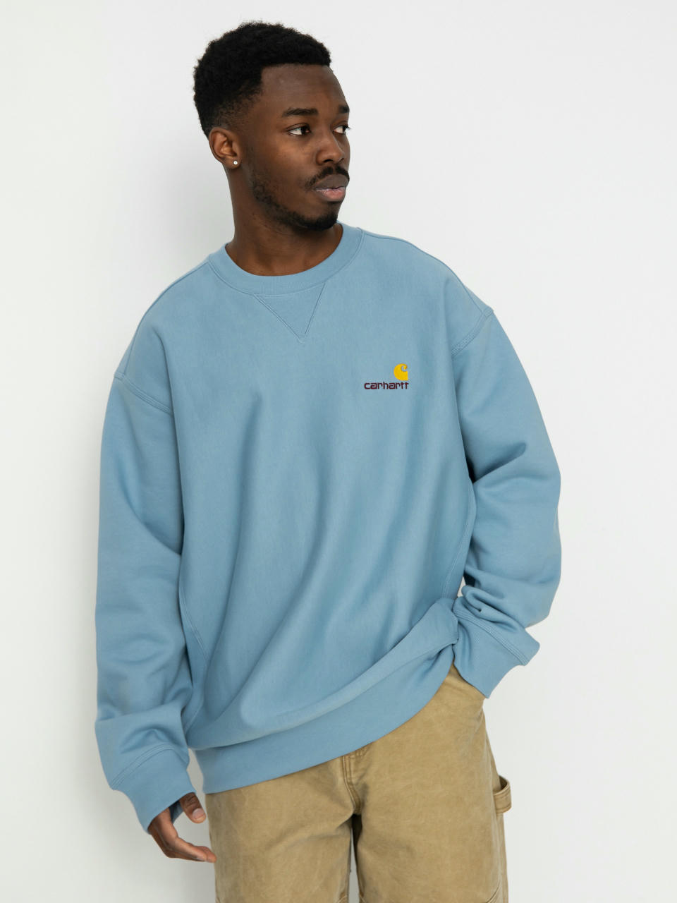 Суитшърт Carhartt WIP American Script (frosted blue)