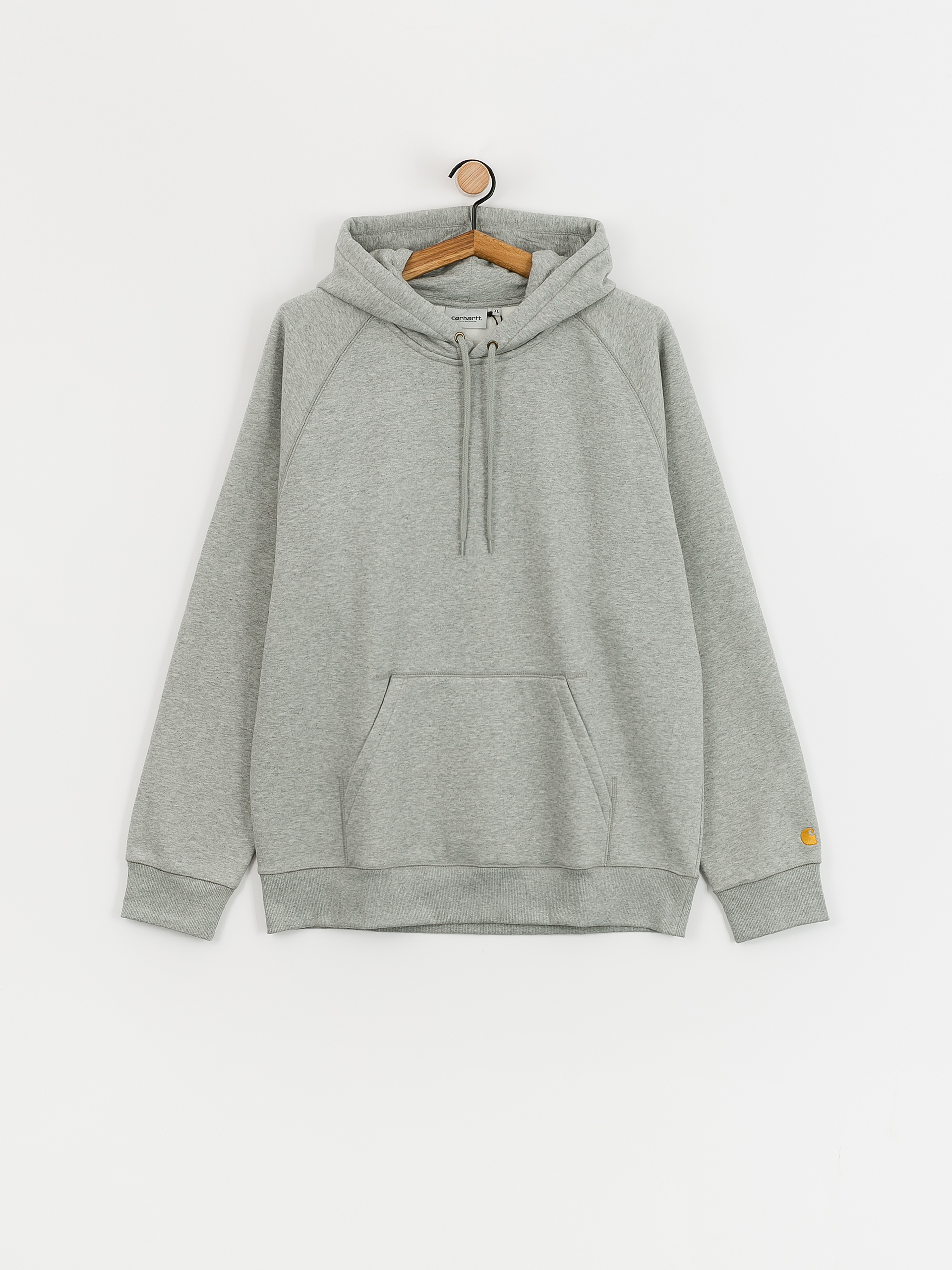 Суитшърт с качулка Carhartt WIP Chase HD (grey heather/gold)