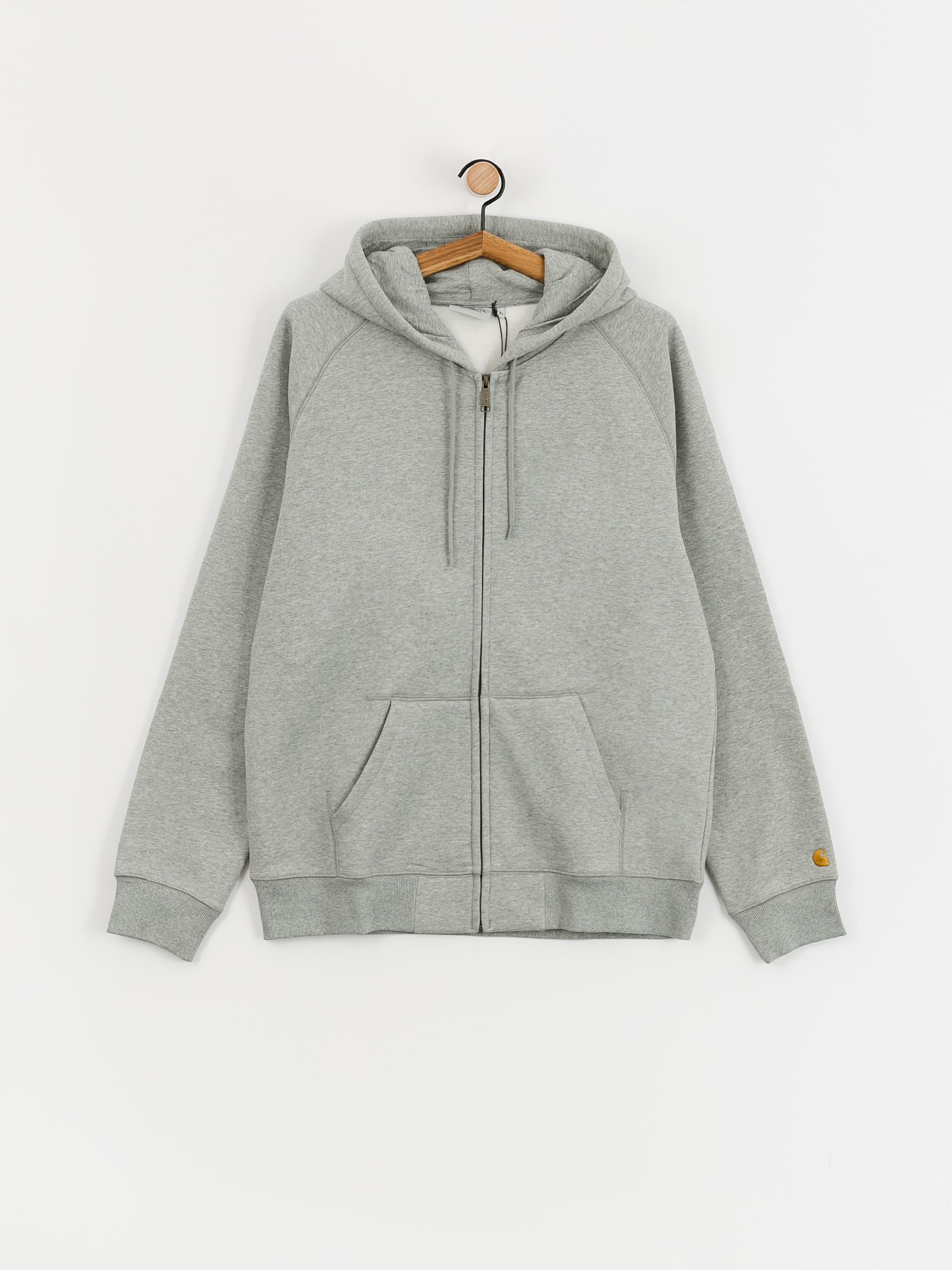 Суитшърт с качулка Carhartt WIP Chase ZHD (grey heather/gold)