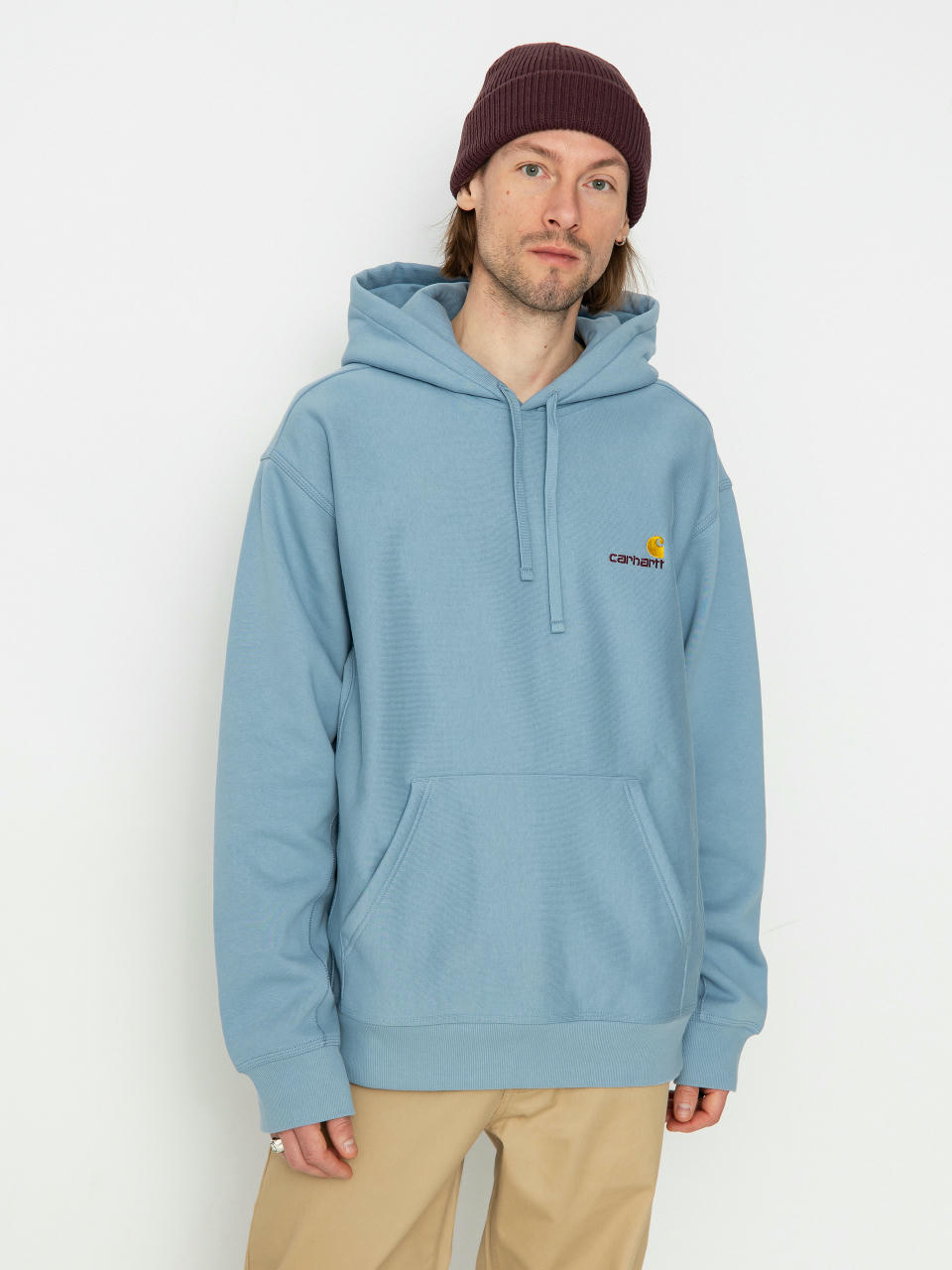 Суитшърт с качулка Carhartt WIP American Script HD (frosted blue)