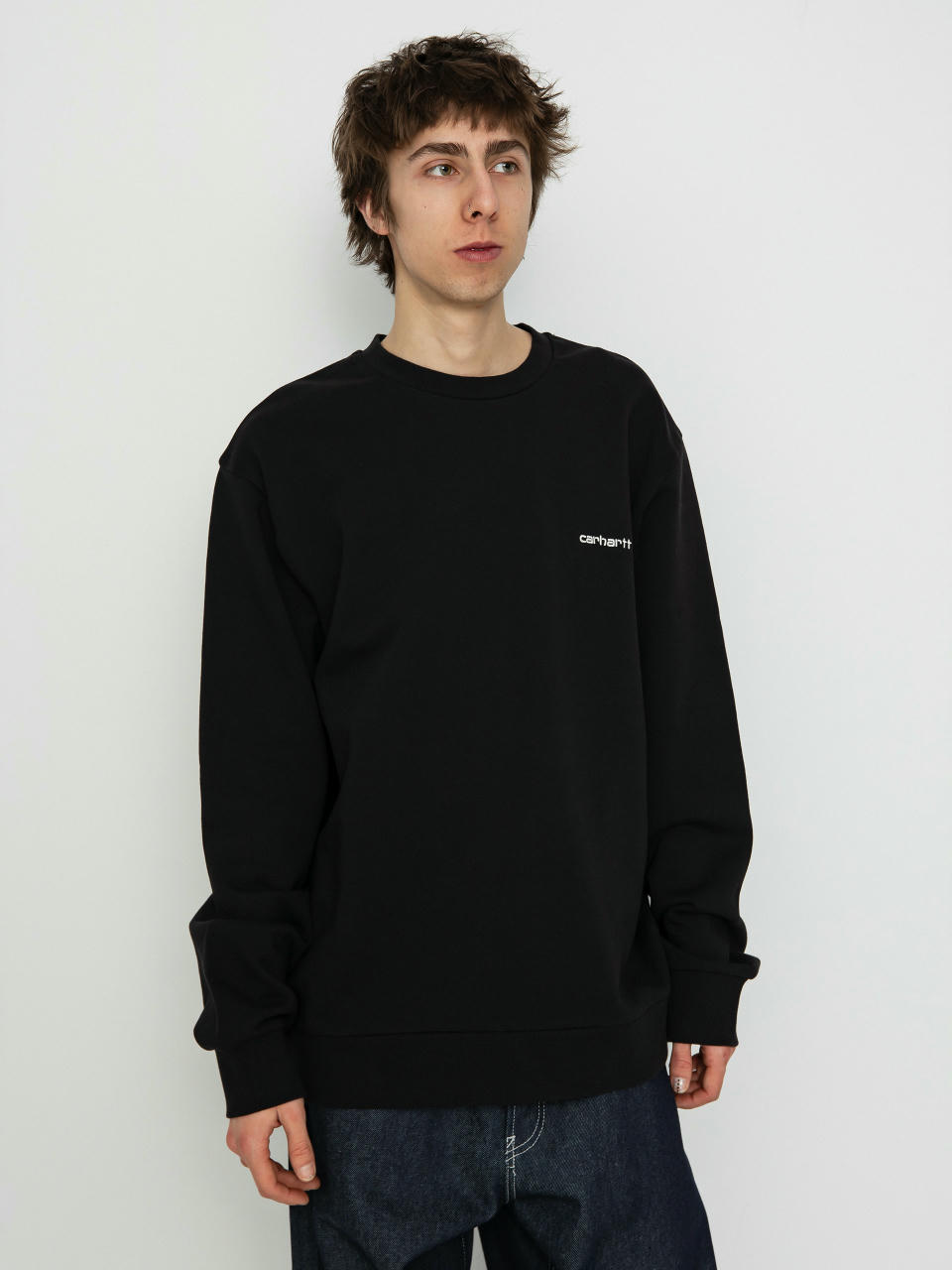 Суитшърт Carhartt WIP Script Embroidery (black/white)