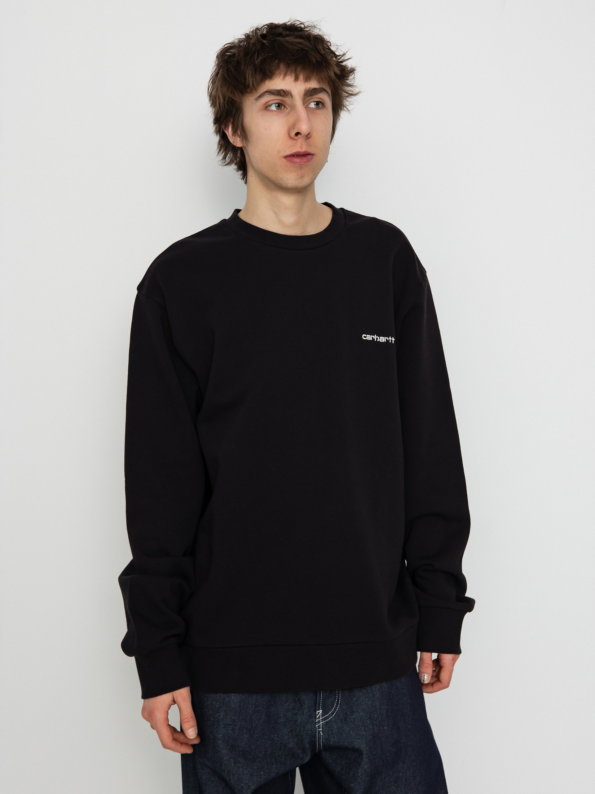 Суитшърт Carhartt WIP Script Embroidery (black/white)