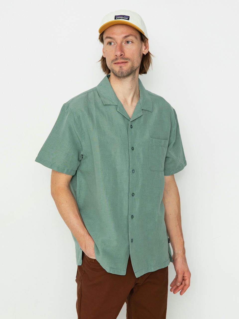 Риза Brixton Bunker Linen Blend (chinois green)