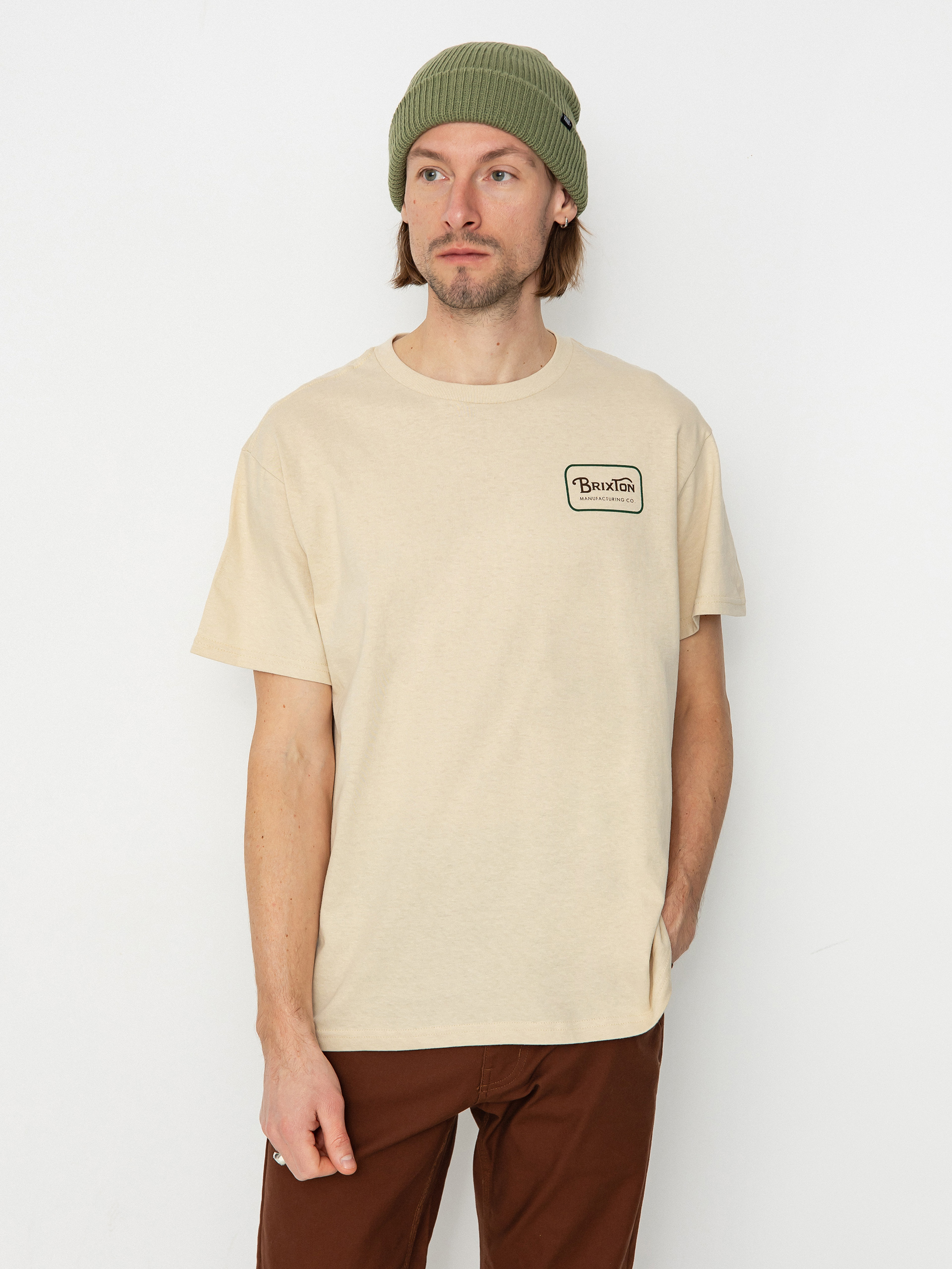 Тениска Brixton Grade Stt (cream/trekking green/sepia)