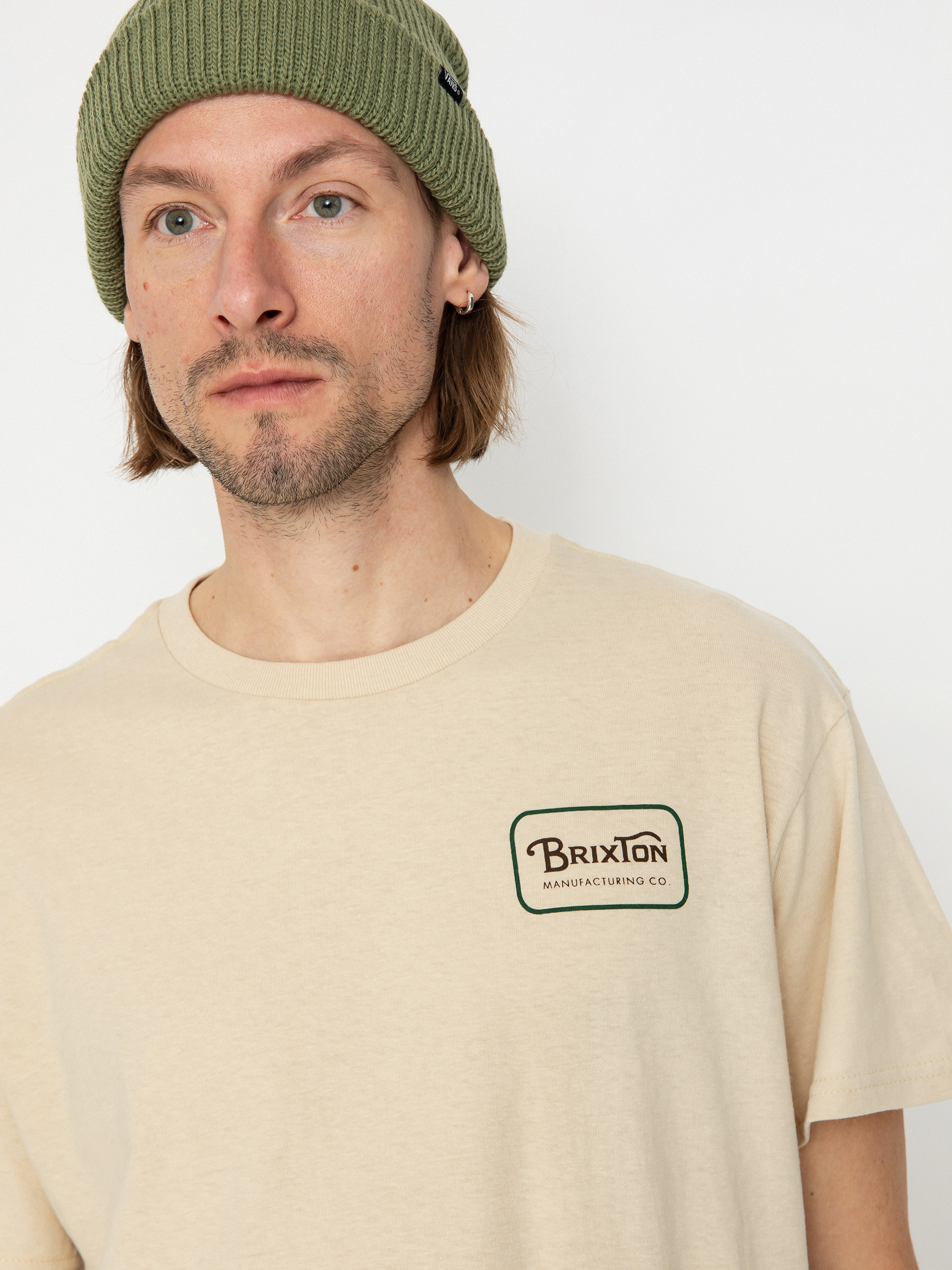 Тениска Brixton Grade Stt (cream/trekking green/sepia)