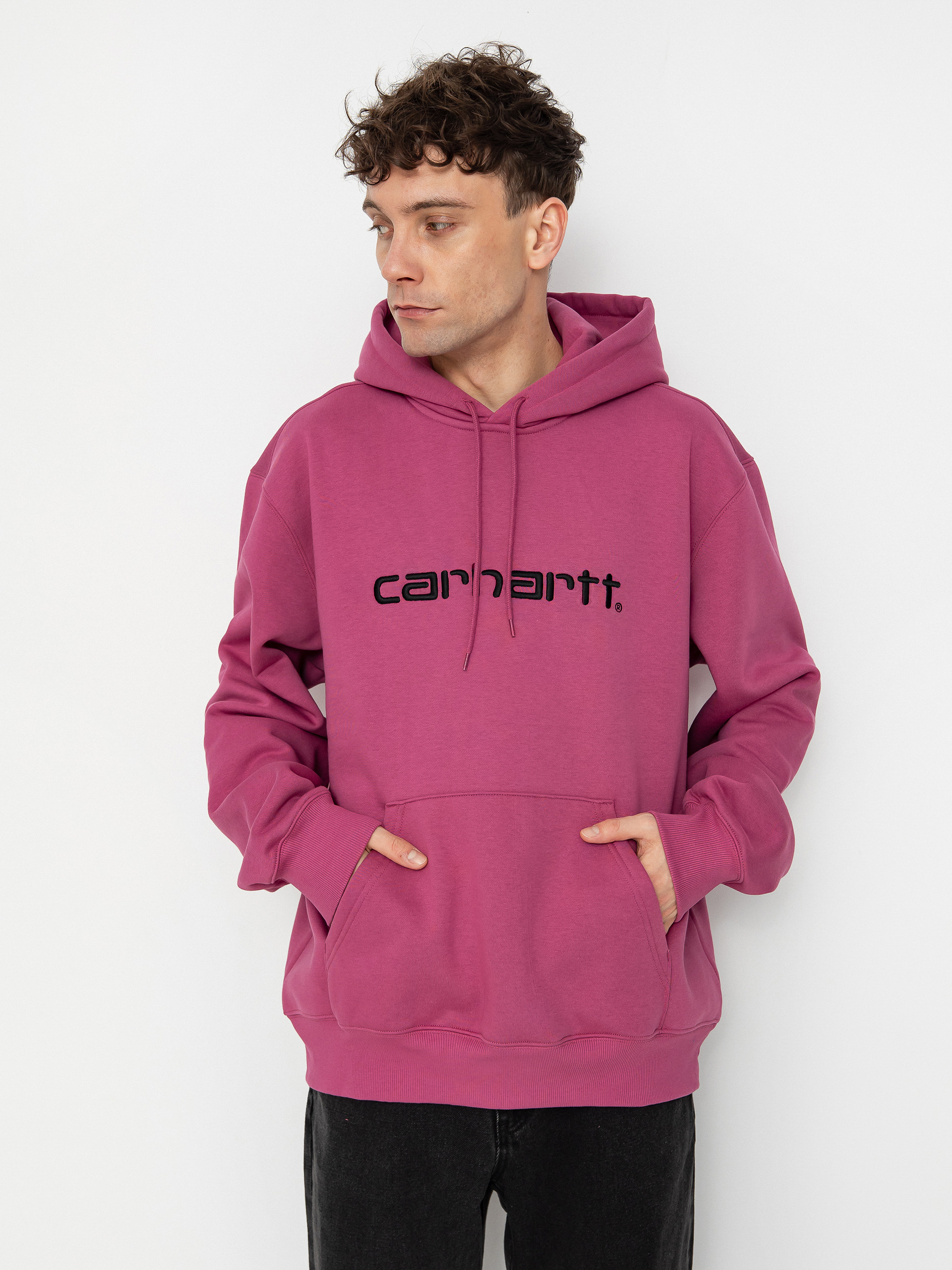 Суитшърт с качулка Carhartt WIP Carhartt HD (magenta/black)