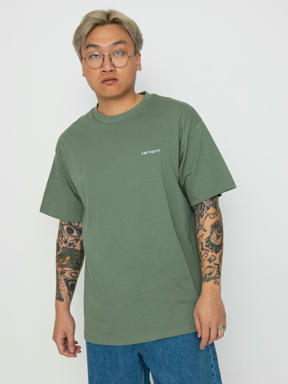 Тениска Carhartt WIP Script Embroidery (park/white)