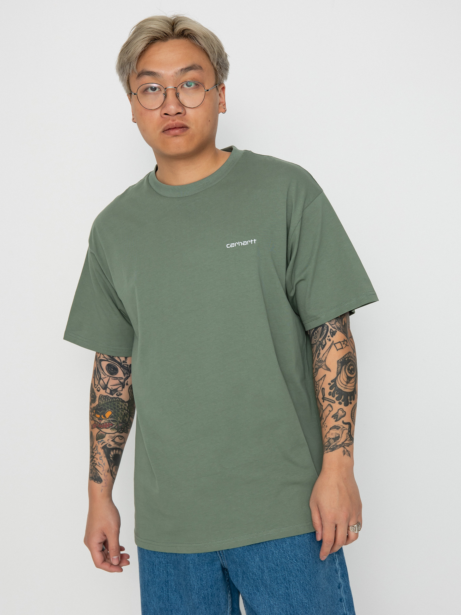 Тениска Carhartt WIP Script Embroidery (park/white)