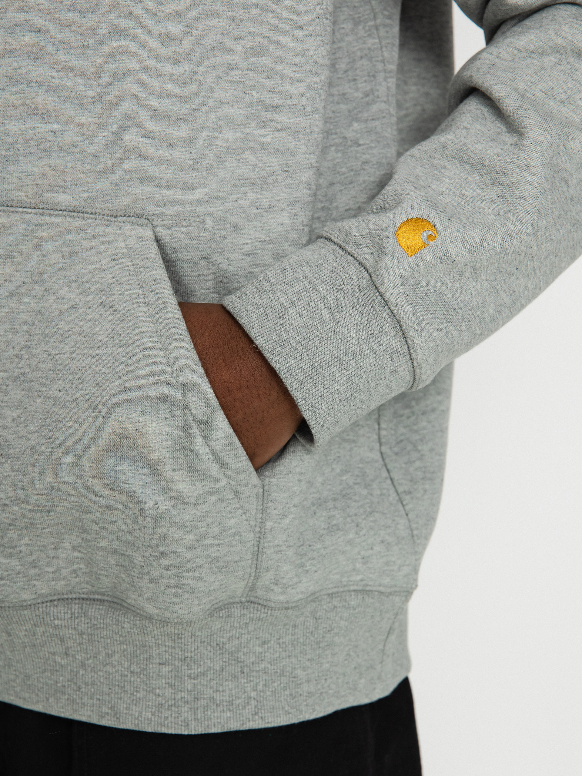 Суитшърт с качулка Carhartt WIP Chase HD (grey heather/gold)