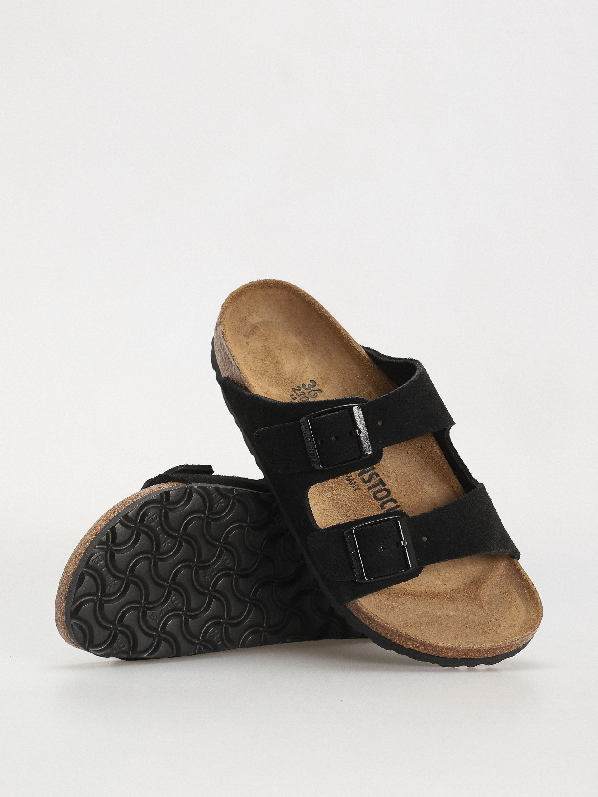 Чехли Birkenstock Arizona Suede Leather Narrow Wmn (black)