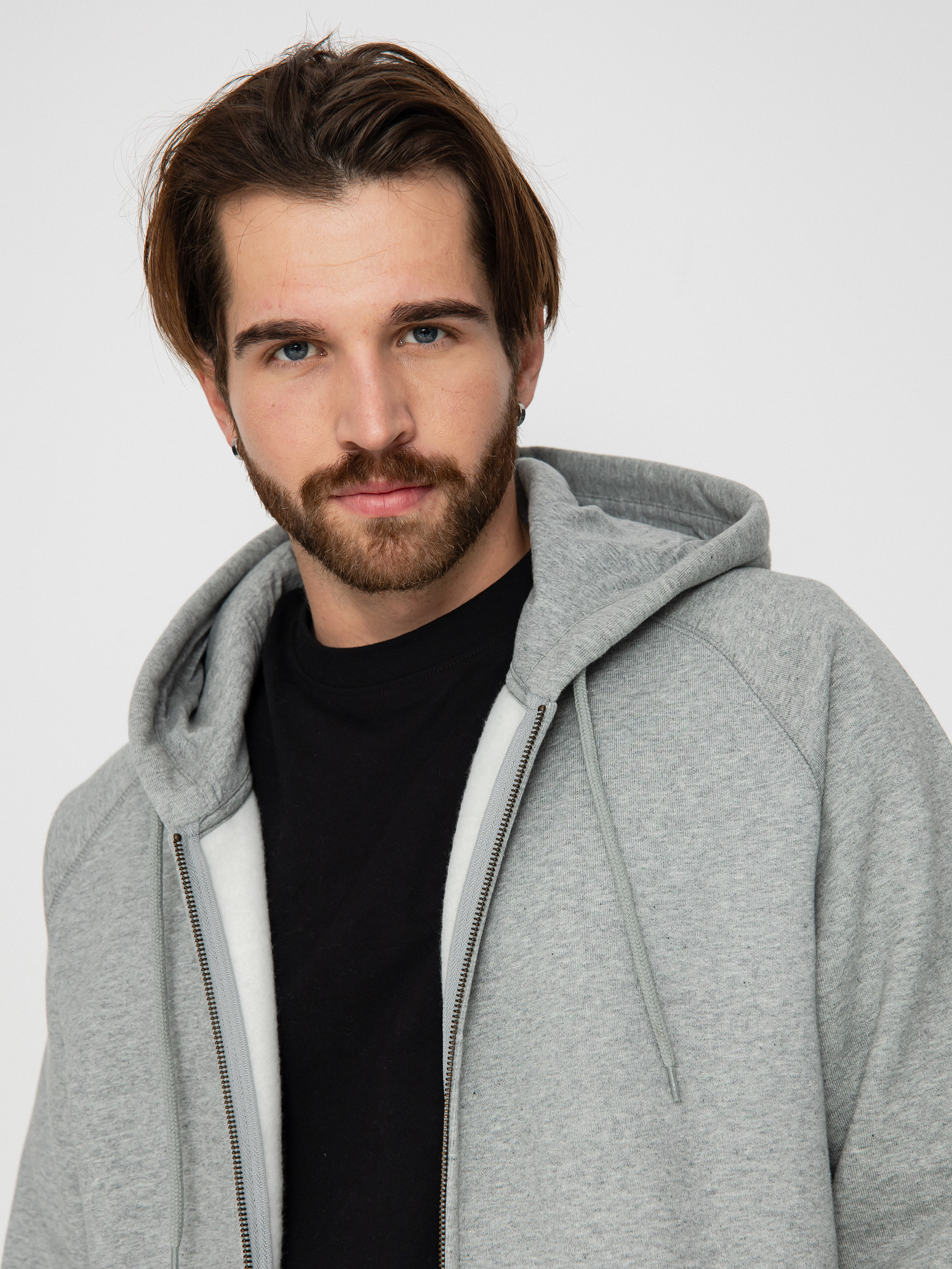 Суитшърт с качулка Carhartt WIP Chase ZHD (grey heather/gold)