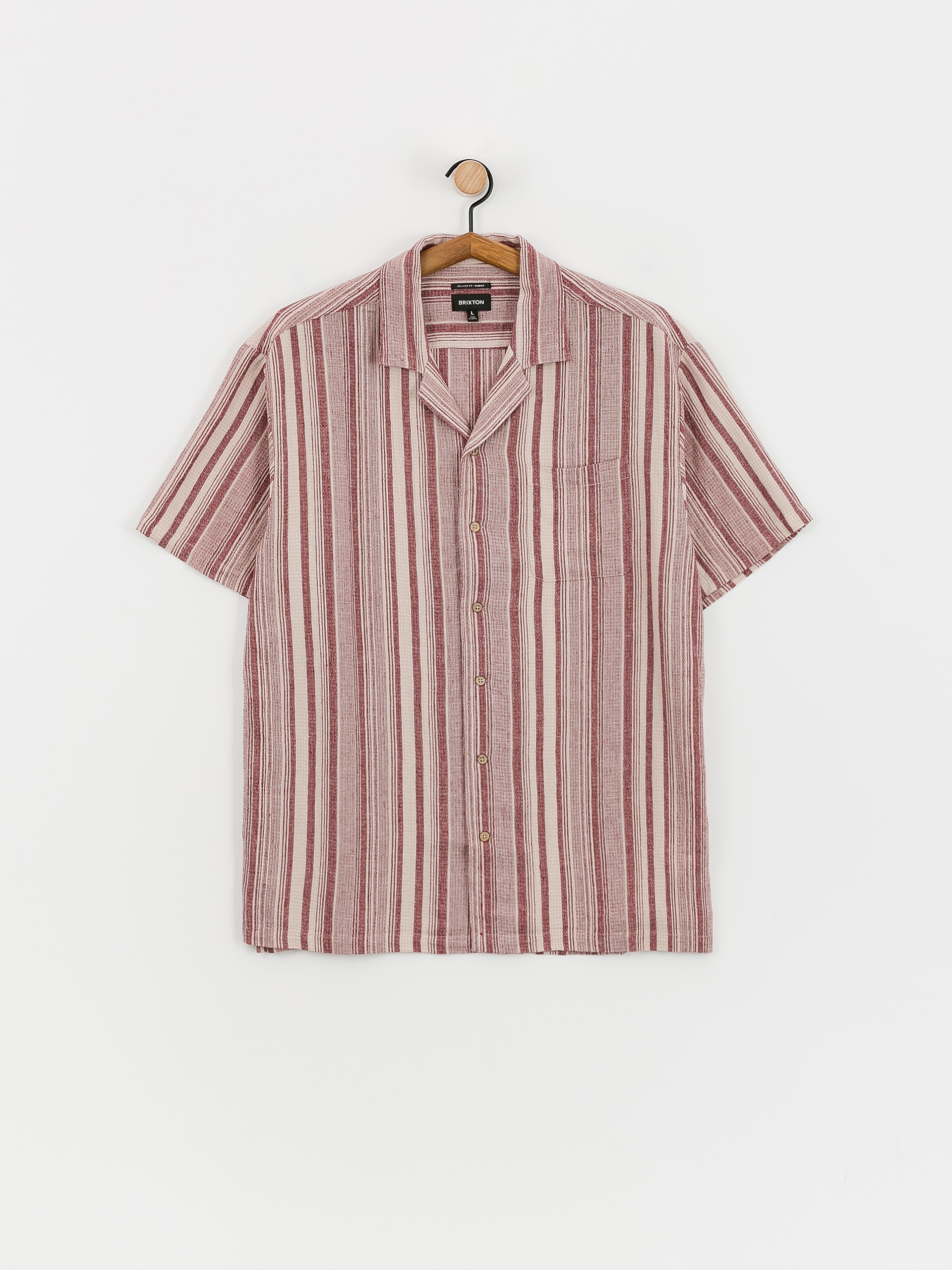 Риза Brixton Bunker Seersucker (cranberry juice/off white)