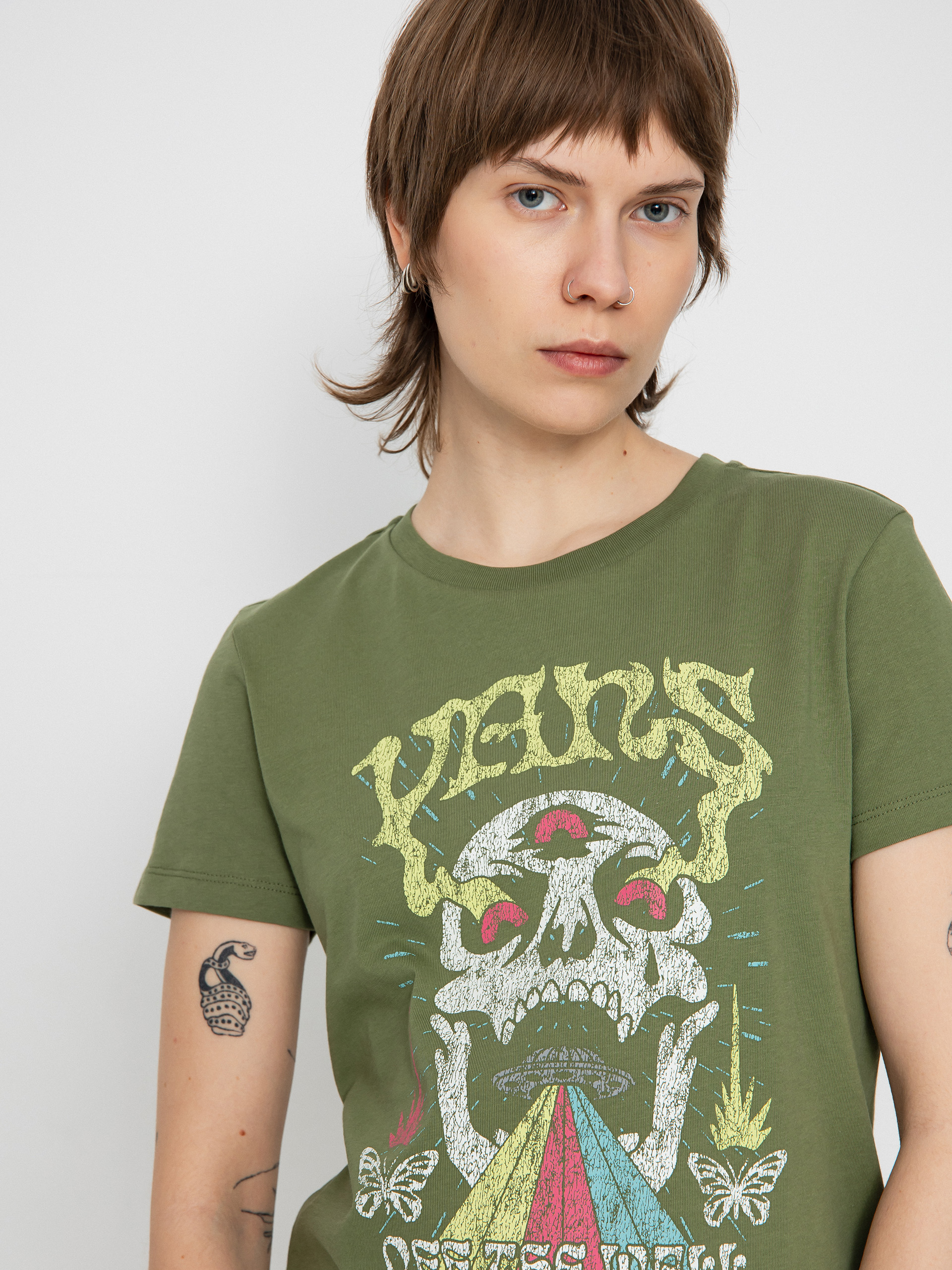 Тениска Vans Skull Saucer Crew Wmn (olivine)