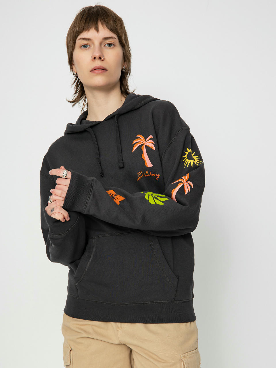 Суитшърт с качулка Billabong Best Coast HD Wmn (off black)