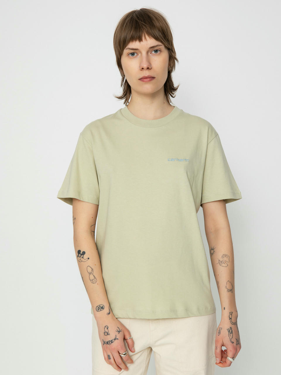 Тениска Carhartt WIP Script Embroidery Wmn (beryl/frosted blue)