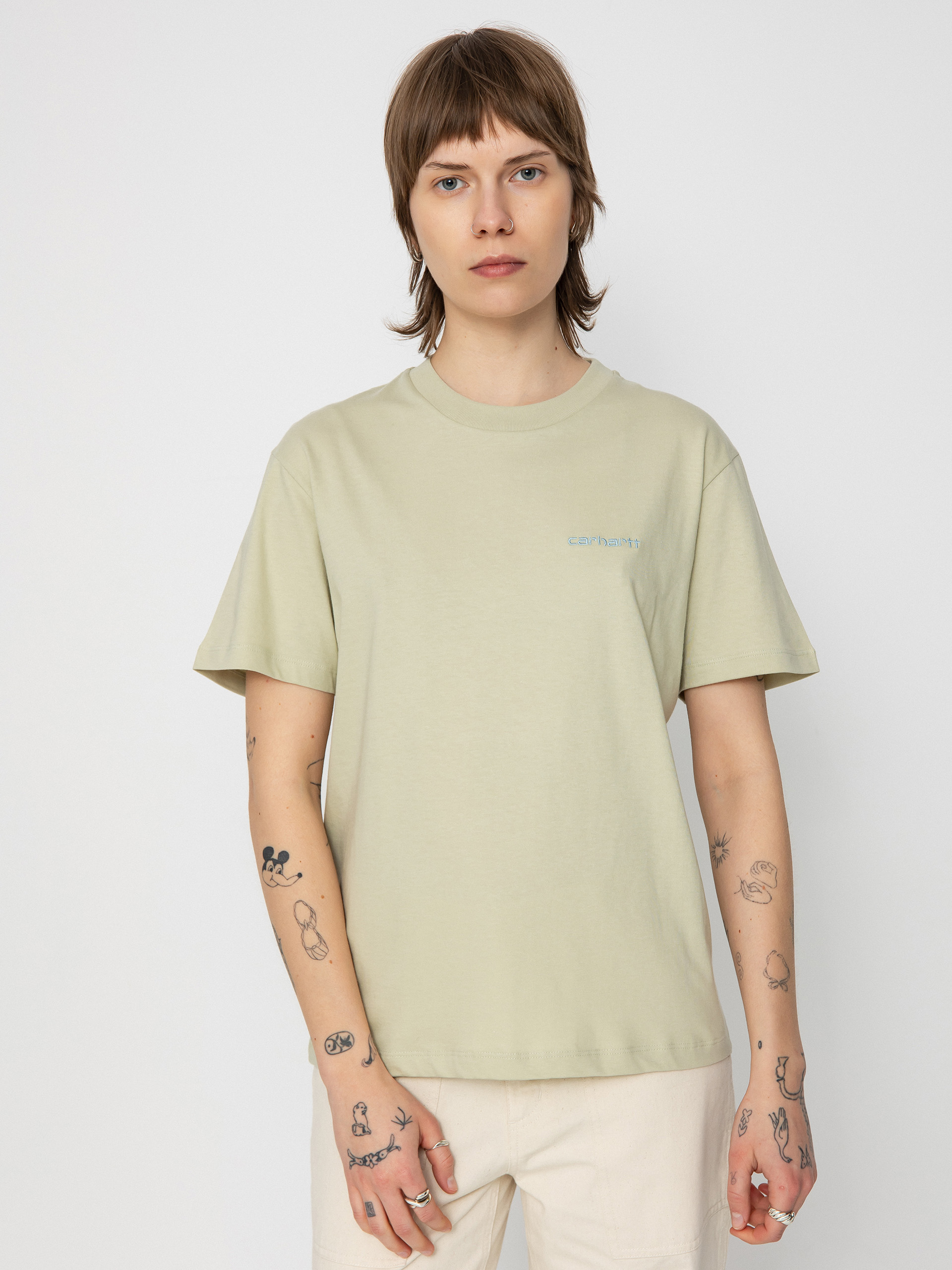 Тениска Carhartt WIP Script Embroidery Wmn (beryl/frosted blue)